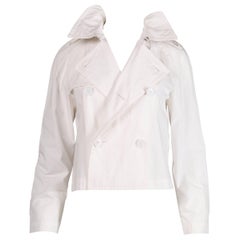 Comme des Garçons Vintage – Weiße, verkürzte Trenchcoat-Jacke aus Baumwolle, 1998