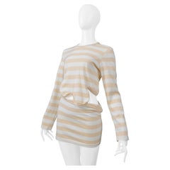 Comme Des Garcons - Camicia a maniche lunghe a righe bianche e abbronzate con ritaglio 2004