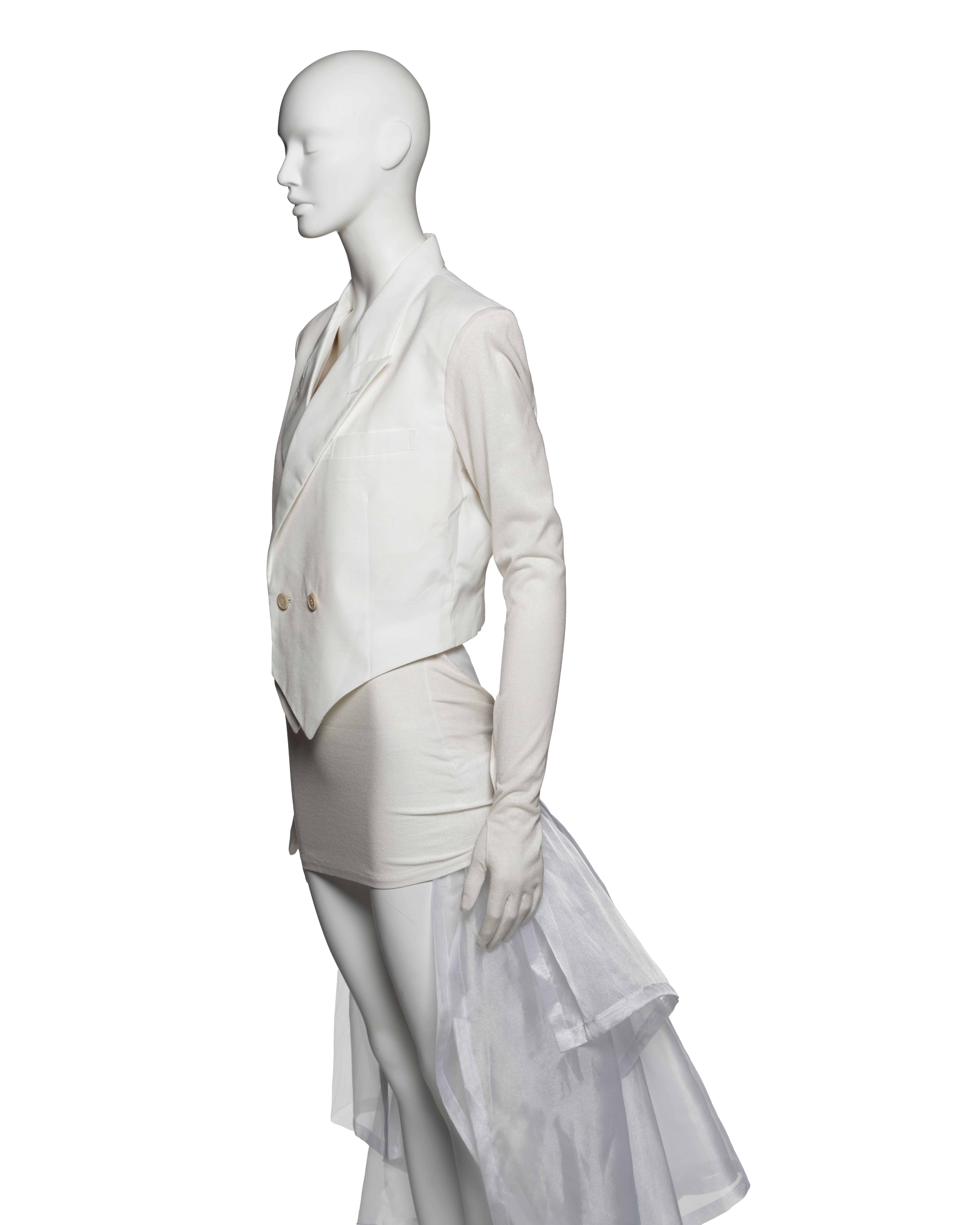 Comme des Garçons White Blazer and Organza Skirt Bridal Ensemble, FW 1987 For Sale 5
