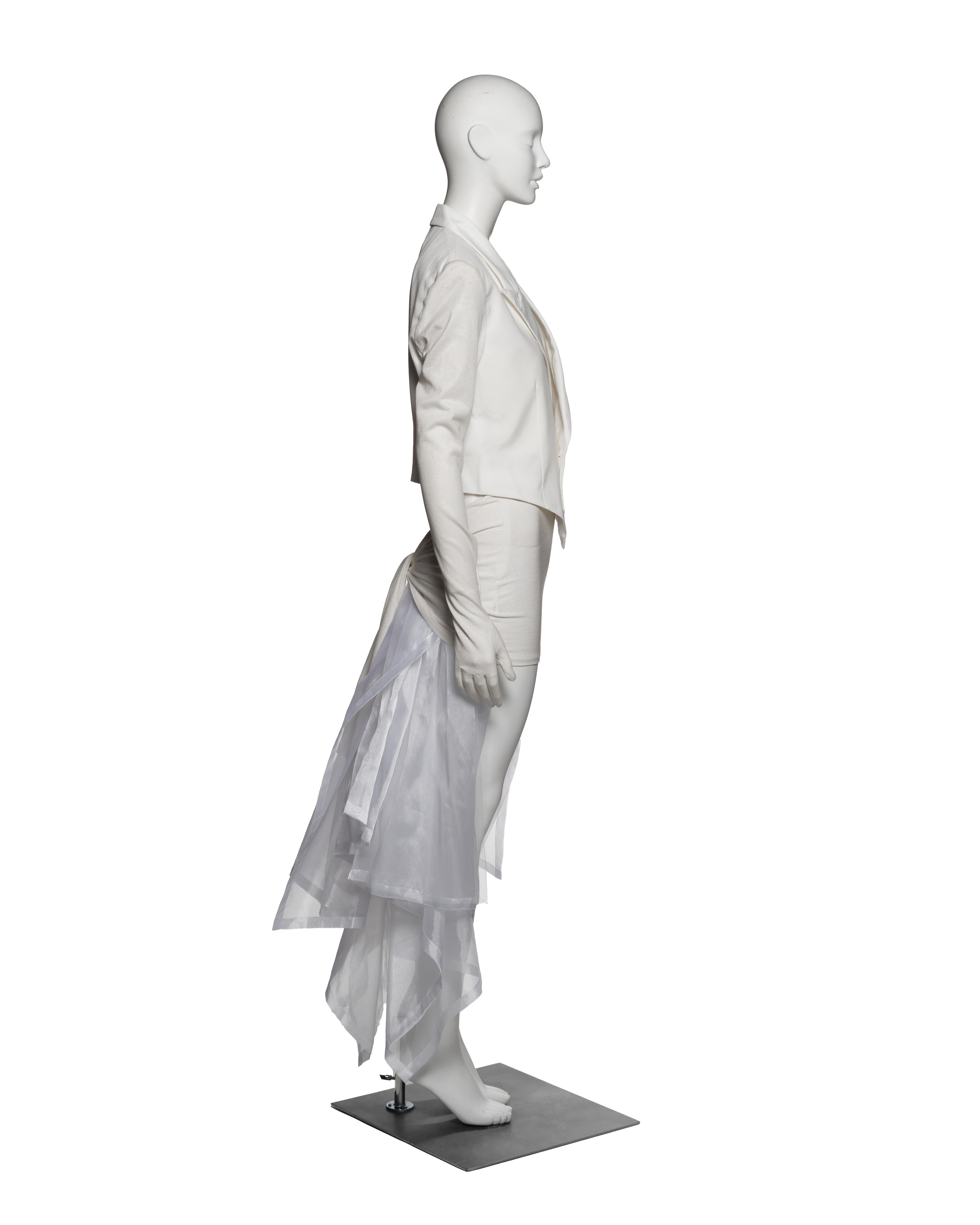 Comme des Garçons White Blazer and Organza Skirt Bridal Ensemble, FW 1987 For Sale 1