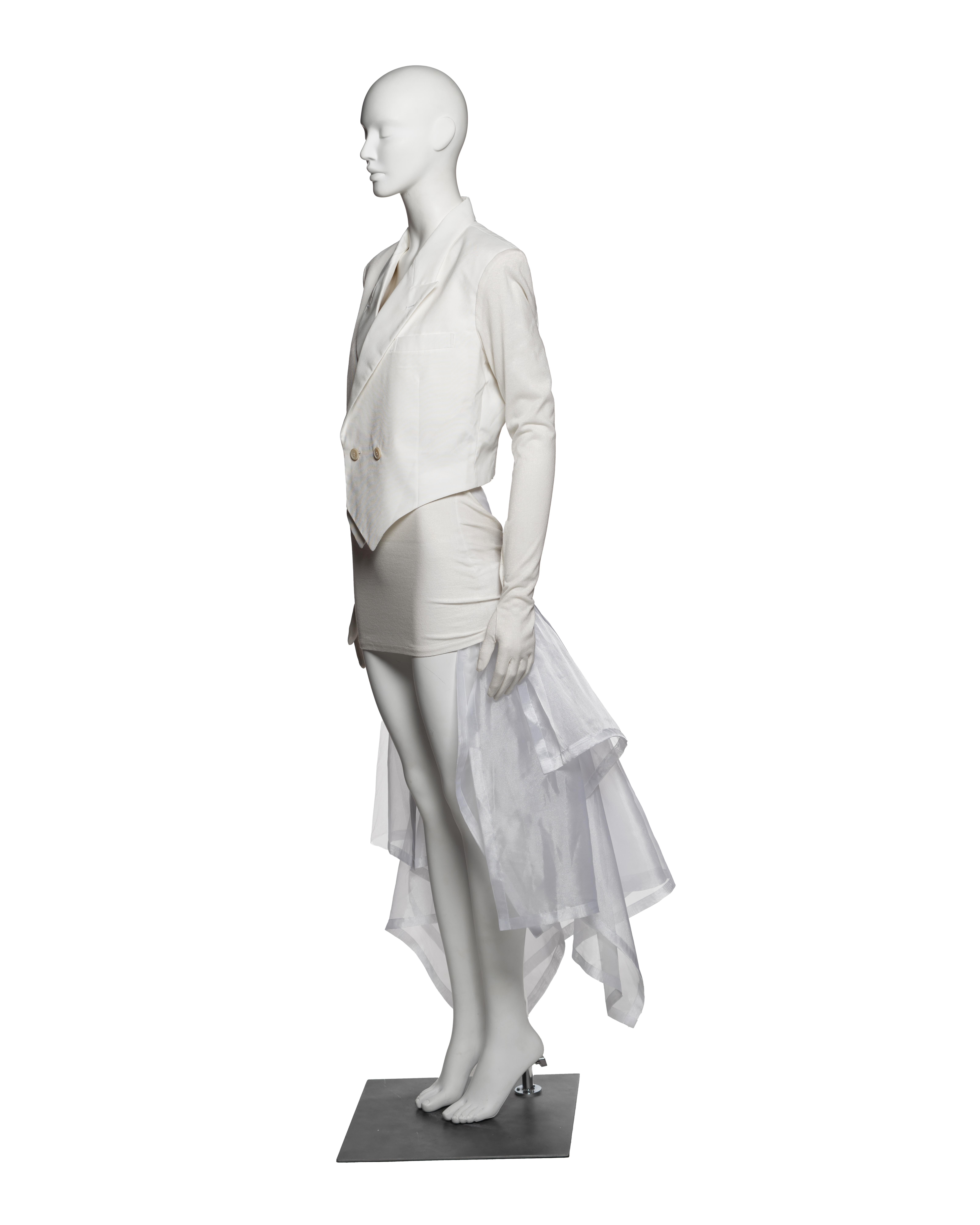 Comme des Garçons White Blazer and Organza Skirt Bridal Ensemble, FW 1987 For Sale 4
