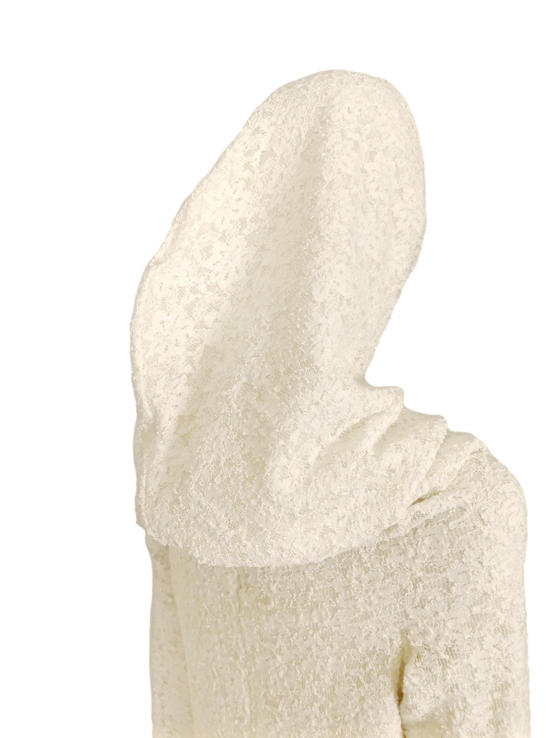 Comme Des Garcons White Drama Cowl Hooded Dress AD 2011 For Sale 8