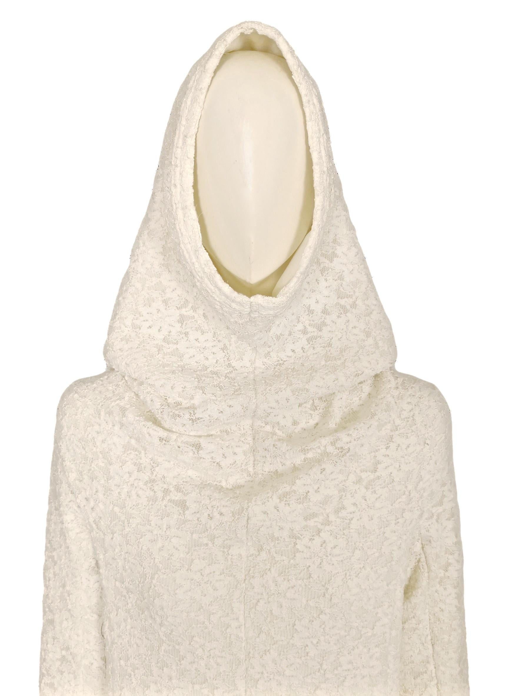 Women's Comme Des Garcons White Drama Cowl Hooded Dress AD 2011 For Sale