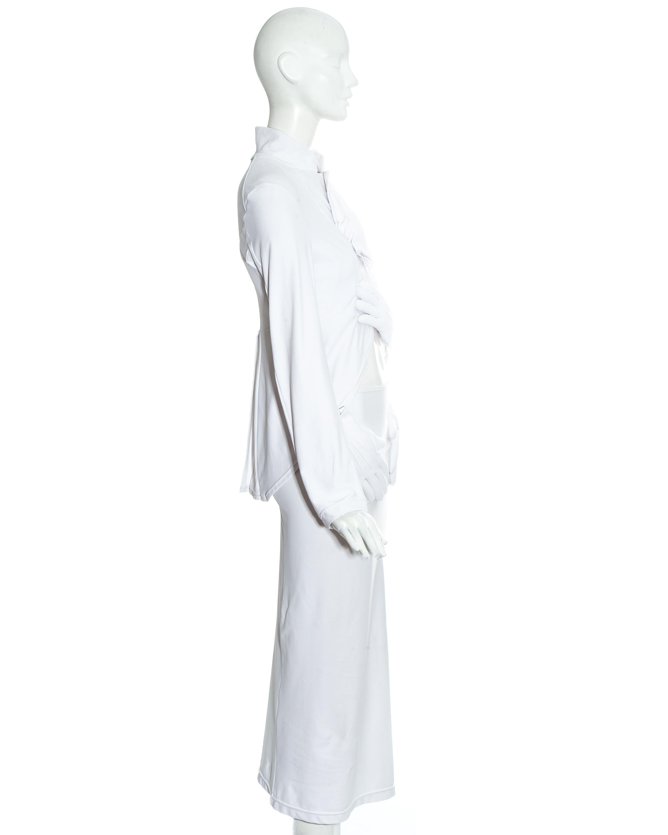 Comme des Garçons white lycra skirt suit with padded hand motifs, fw 2007 In Excellent Condition In London, GB