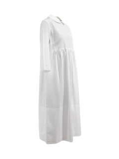 Comme Des Garcons Women's White 3/4 Sleeve Collared Midi Dress