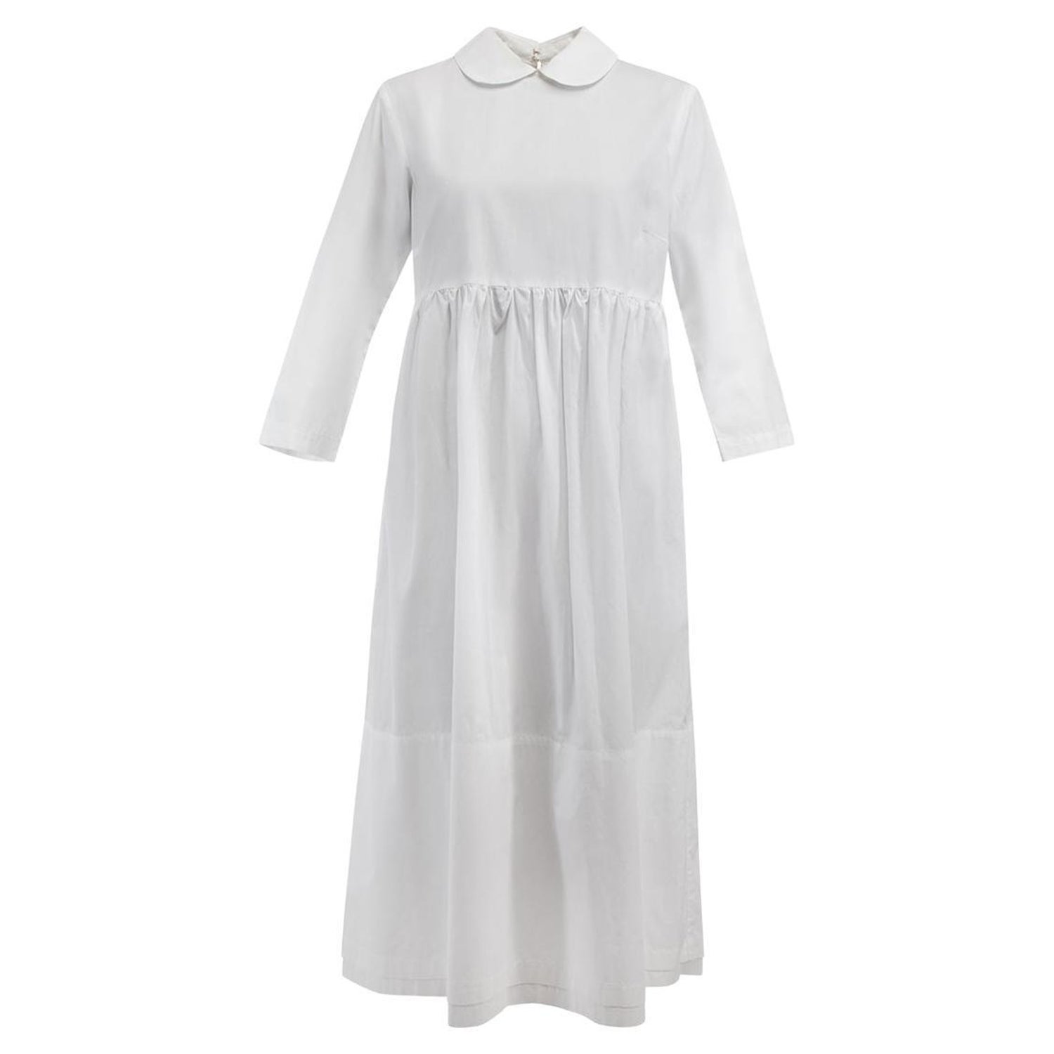Comme Des Garcons Women's White 3/4 Sleeve Collared Midi Dress For Sale at  1stDibs