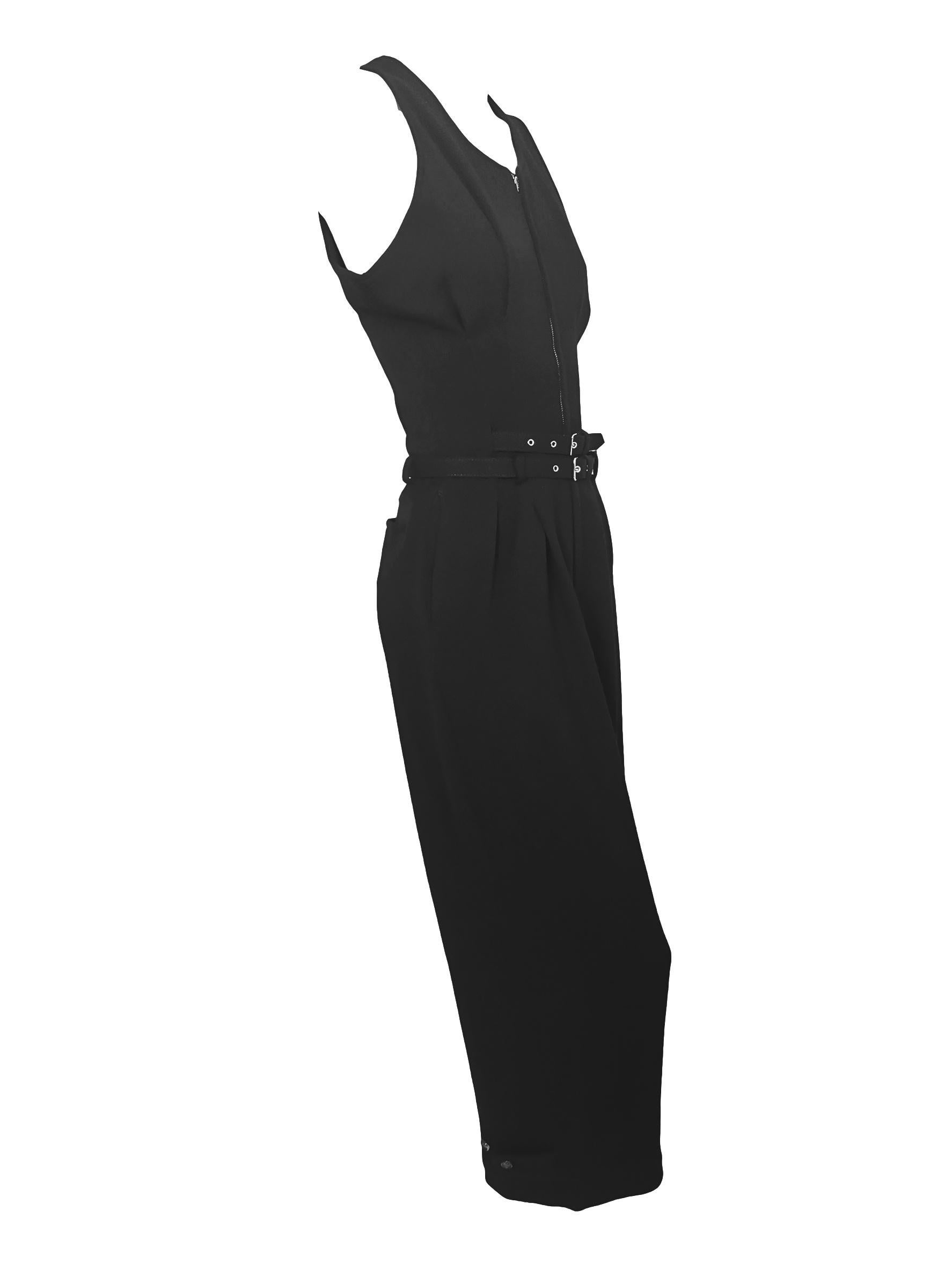Comme des Garcons Wool Double Belted Jumpsuit AD 1989 For Sale 9