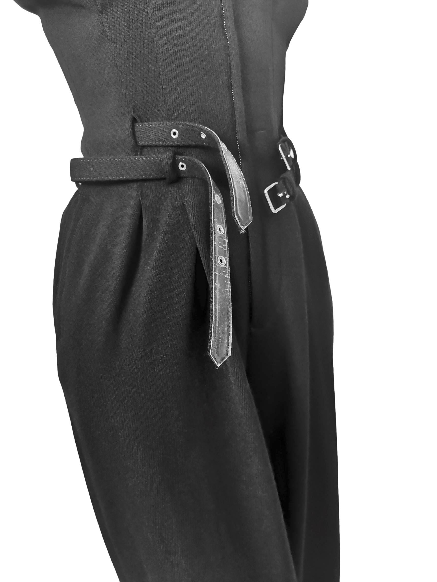Comme des Garcons Wool Double Belted Jumpsuit AD 1989 For Sale 12
