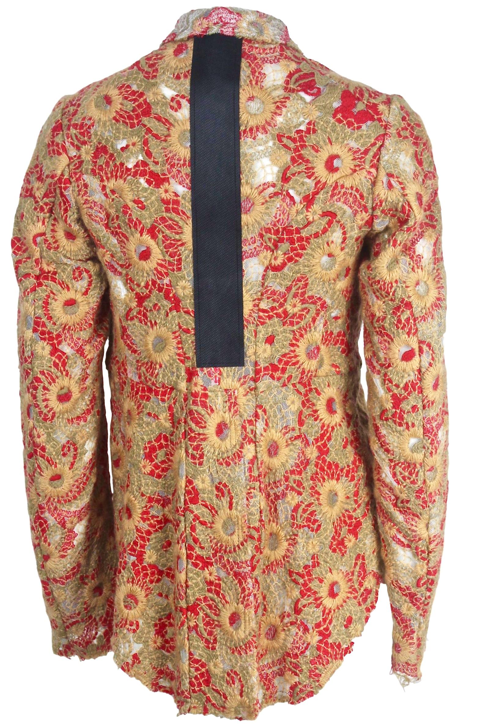 Women's Comme des Garcons Wool Embroidered Lace Jacket 2003 Collection For Sale