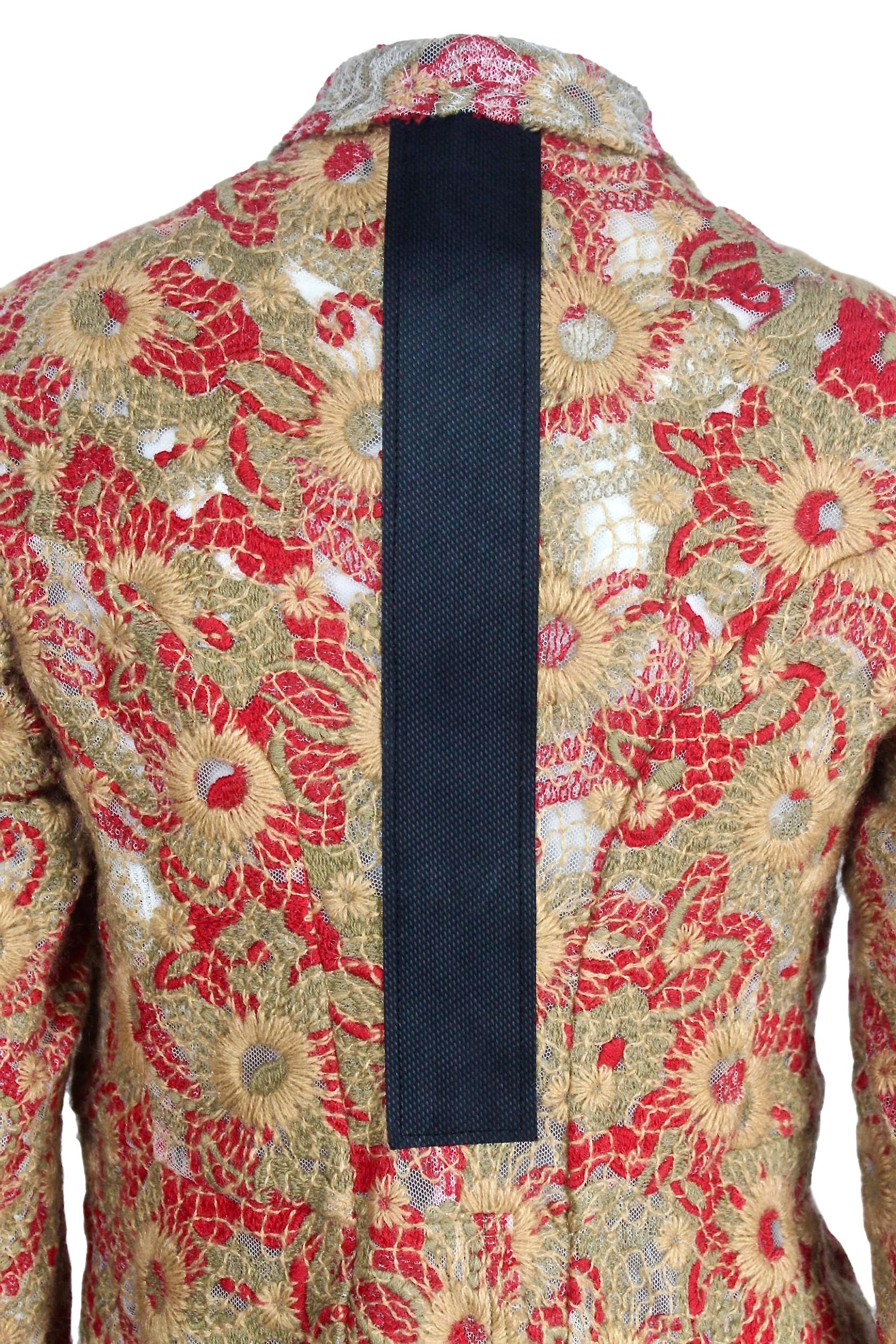 Comme des Garcons Wool Embroidered Lace Jacket 2003 Collection For Sale 2