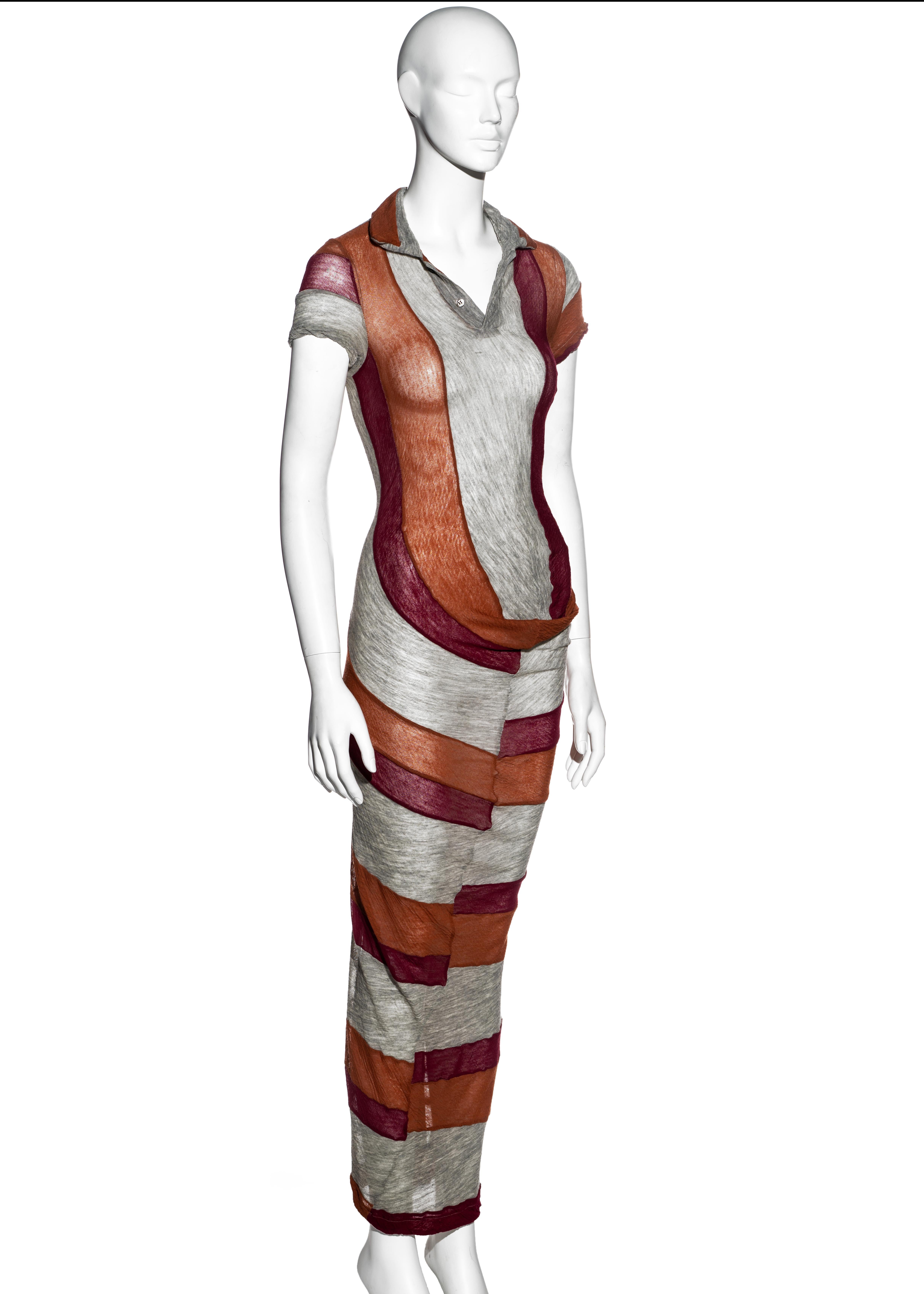 Comme des Garcons mehrteilig gestreiftes Maxikleid aus Wolljersey:: Frühjahr/Sommer 1996 (Braun)