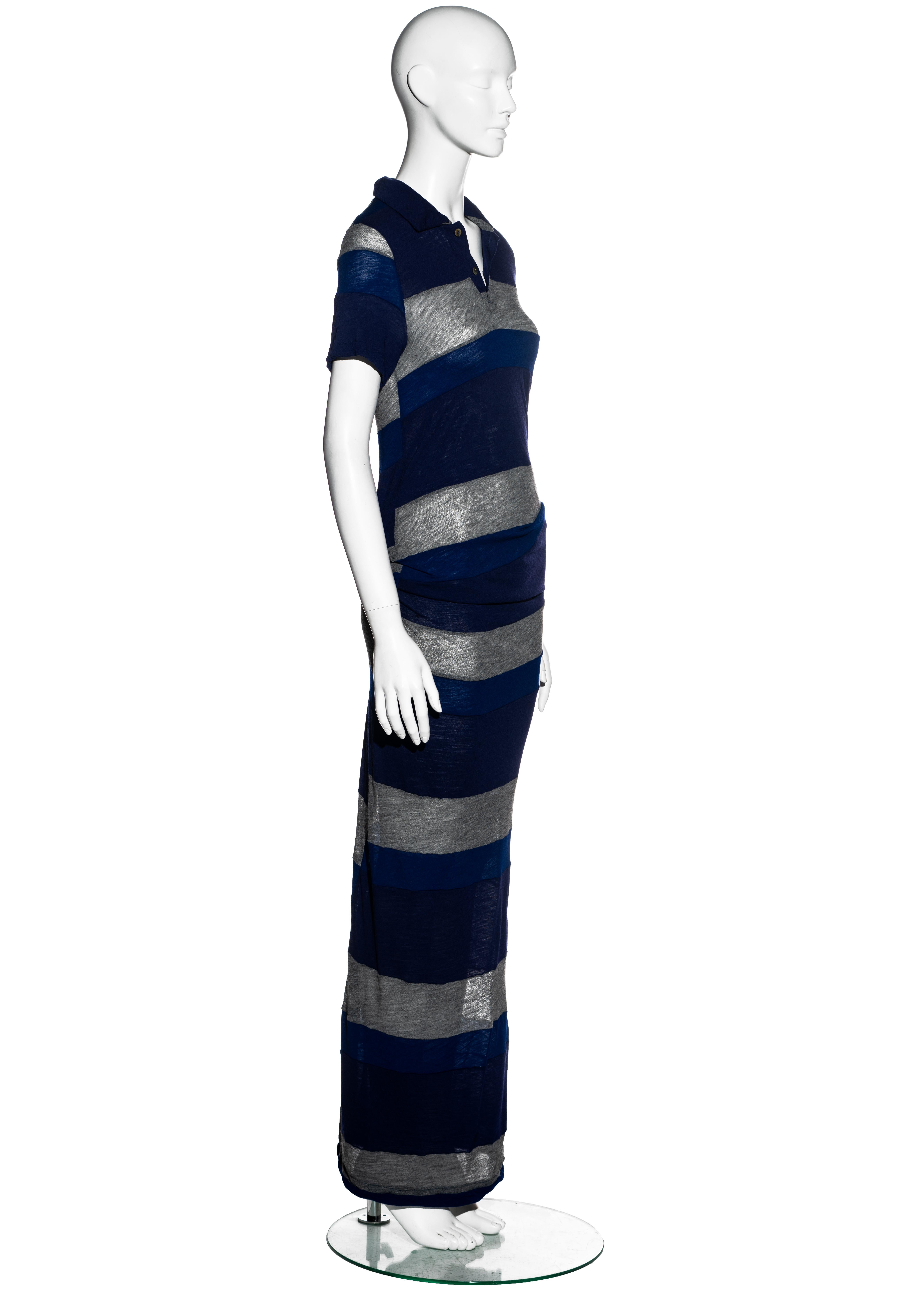 Comme des Garcons wool jersey multi-panelled striped maxi dress, ss 1996 In Excellent Condition In London, GB