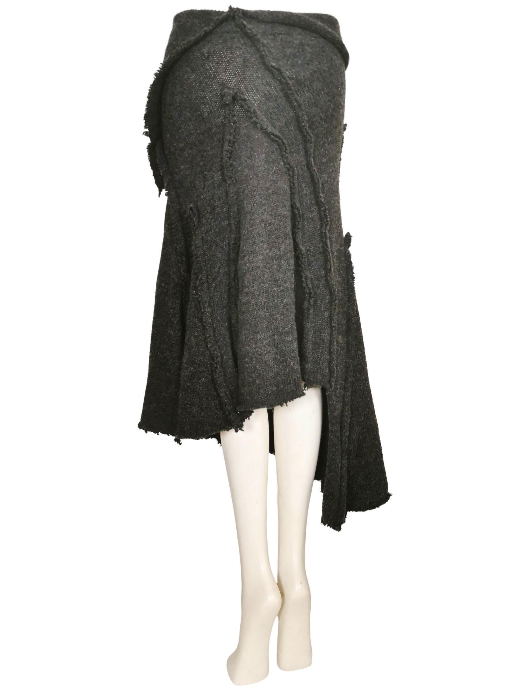 Comme des Garcons Wool Knit Raw Edge Skirt AD 2002 For Sale 11