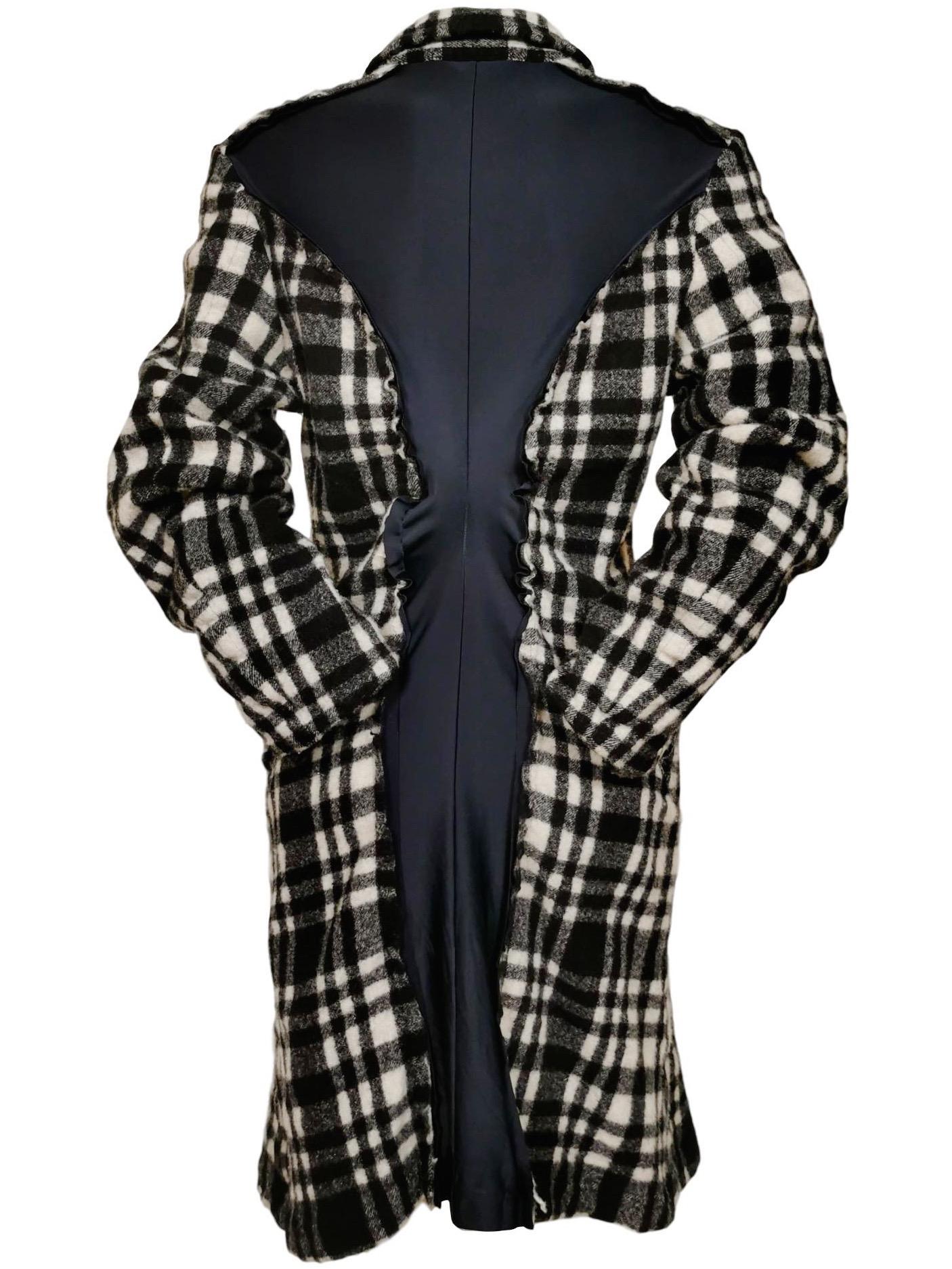 Comme des Garcons Wool Plaid Elasticated Back Coat 2007 For Sale 5