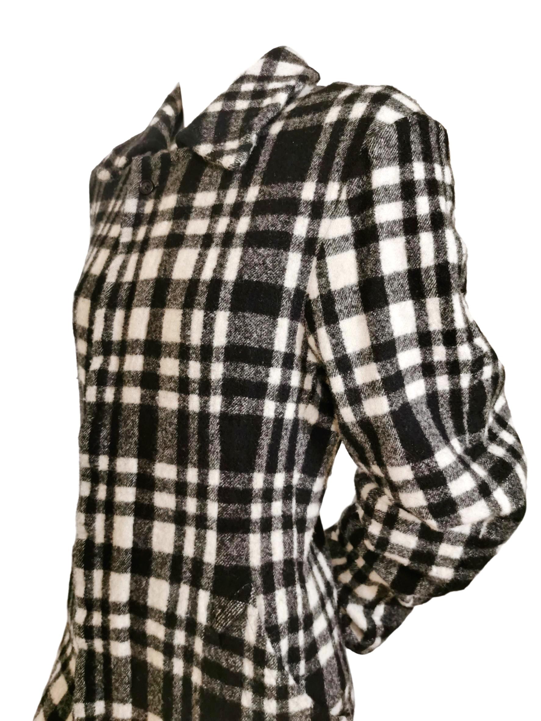 Comme des Garcons Wool Plaid Elasticated Back Coat 2007 For Sale 6