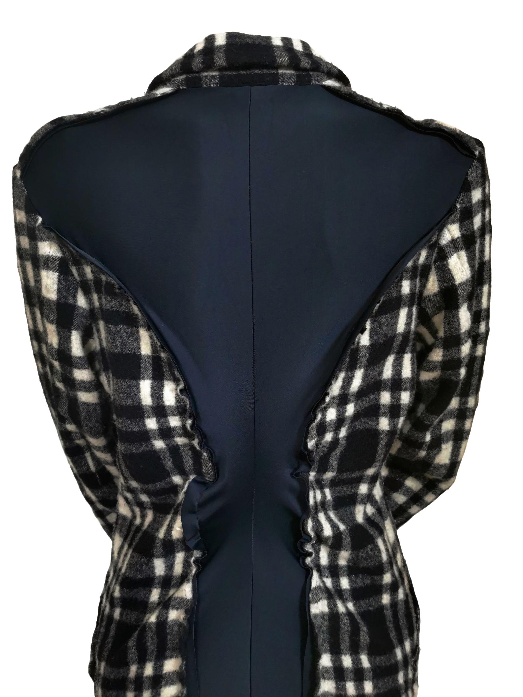 Women's Comme des Garcons Wool Plaid Elasticated Back Coat 2007 For Sale