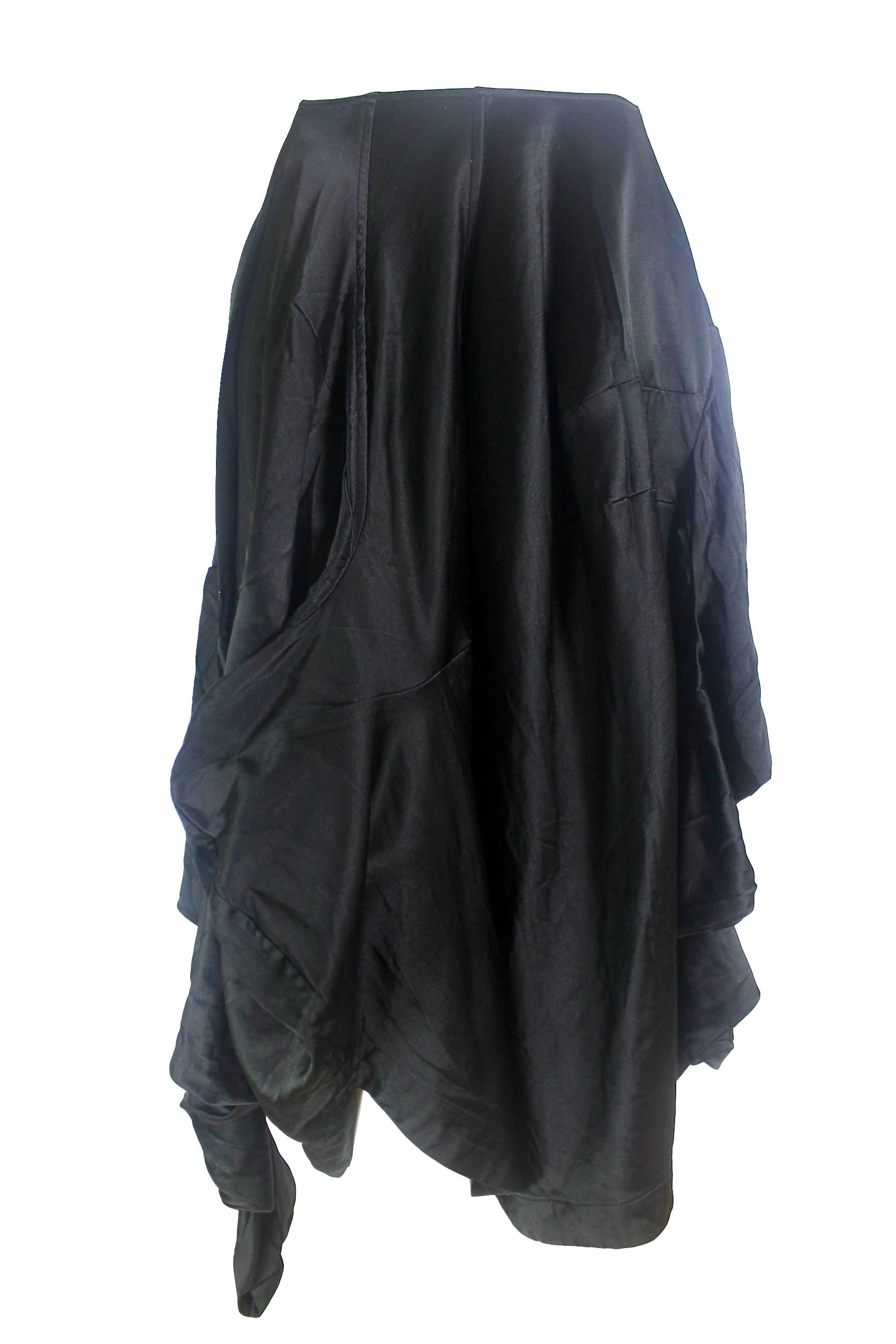 Black Comme des Garcons Wool/Silk Twisted Sleeve Skirt AD 2004 Dark Romance For Sale