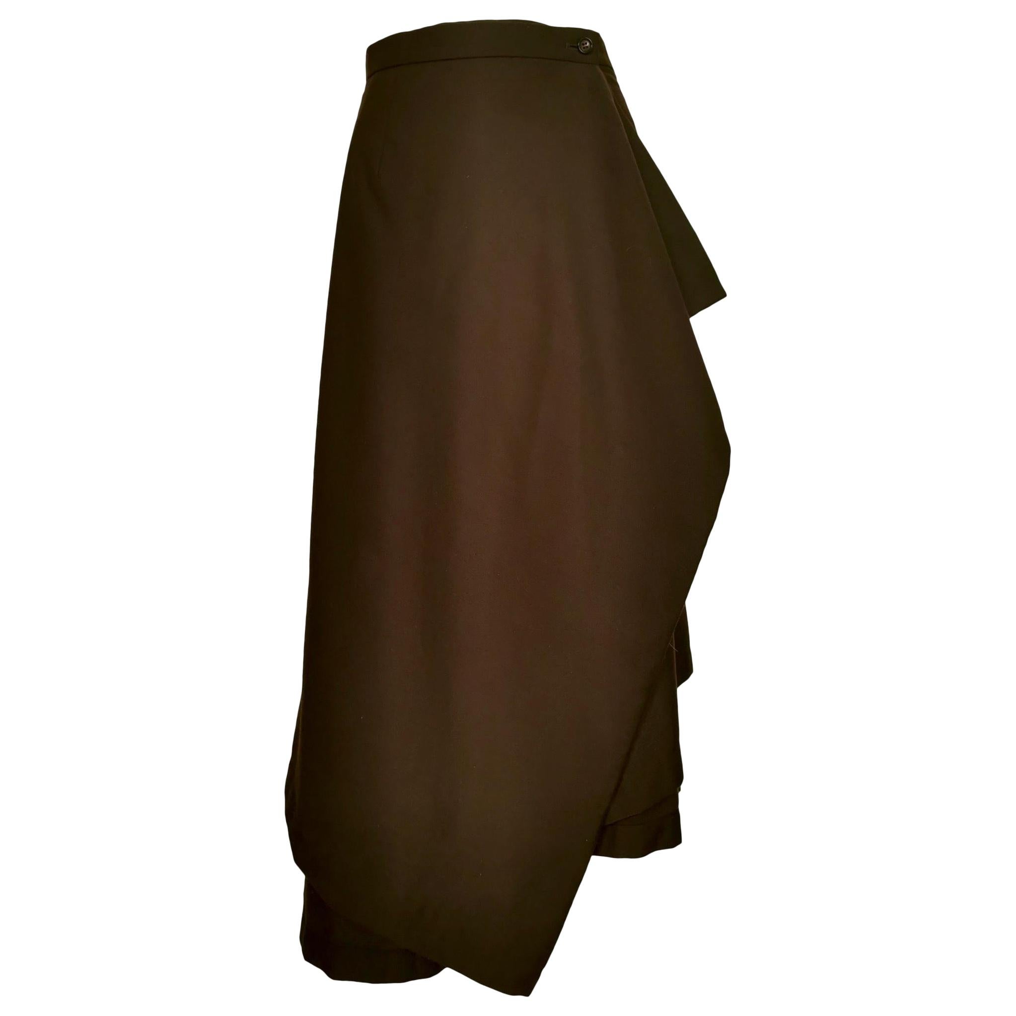 COMME des GARCONS Wool nylon Shrinkage Deformation Slit Long skirt GT-040470 gray