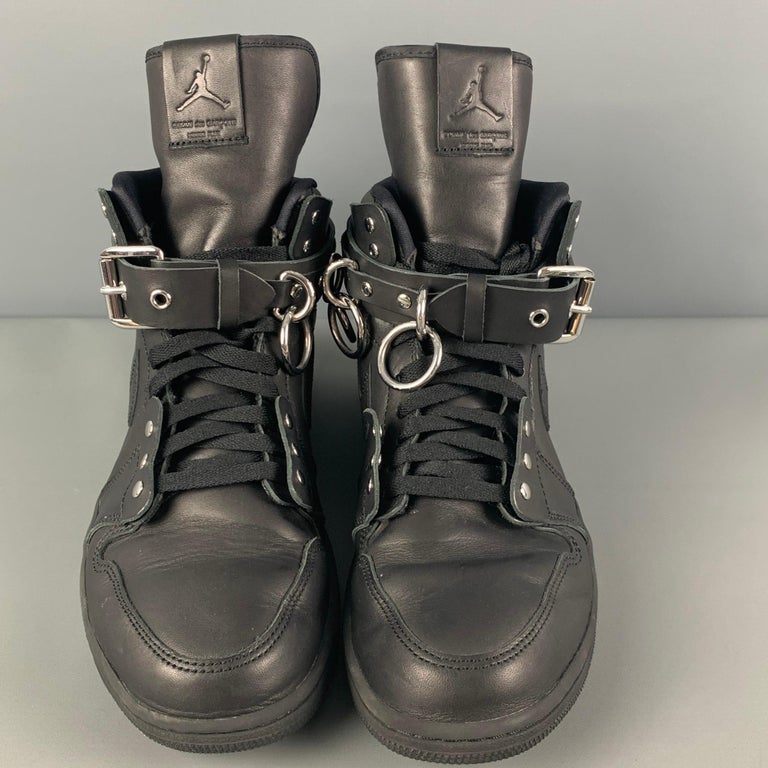 COMME des GARCONS x AJ1 FW19 Bondage Size 10 Black Leather High Top  Sneakers For Sale at 1stDibs