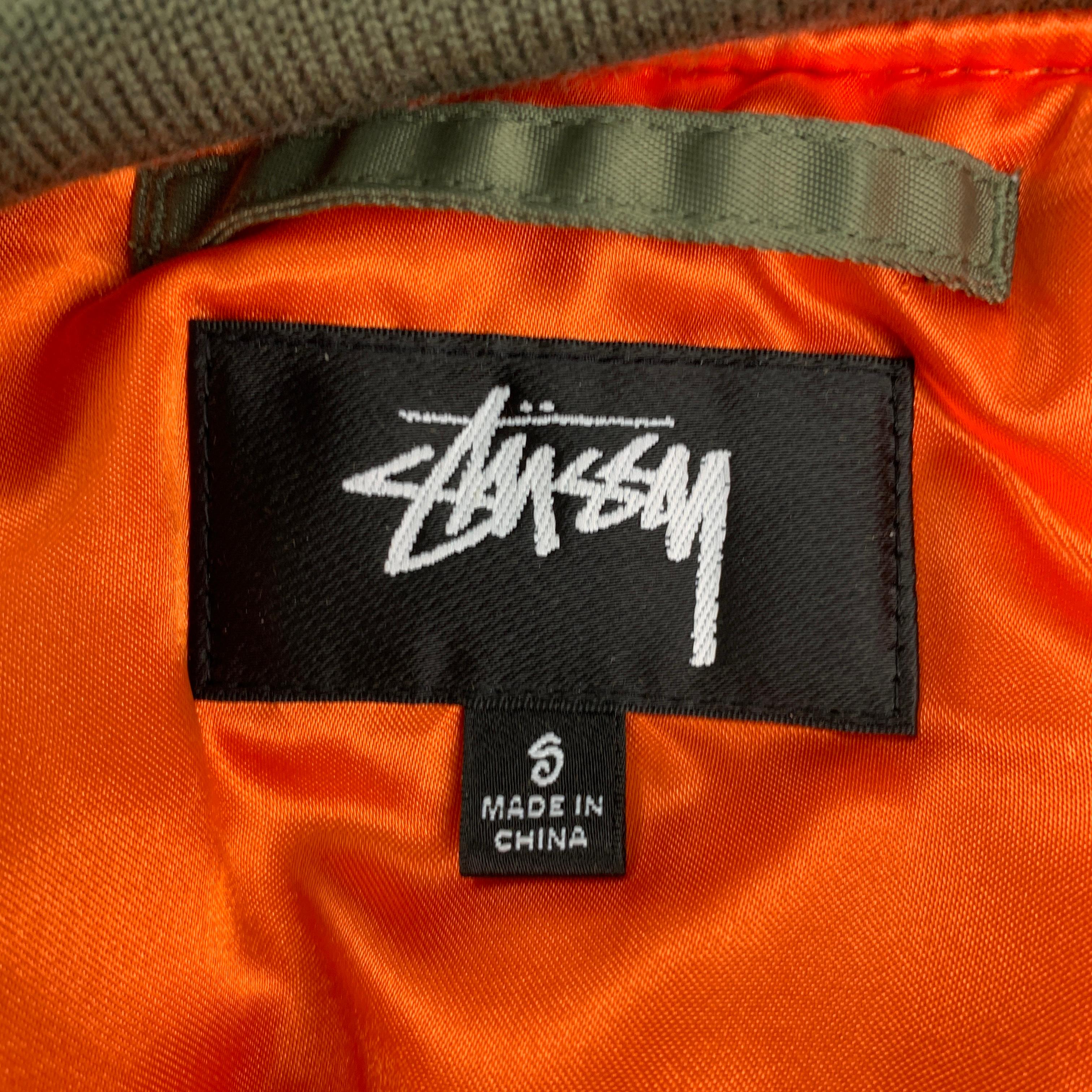 COMME des GARCONS x STUSSY Size S Olive Graphic 40th Anniversary Bomber Jacket In New Condition In San Francisco, CA
