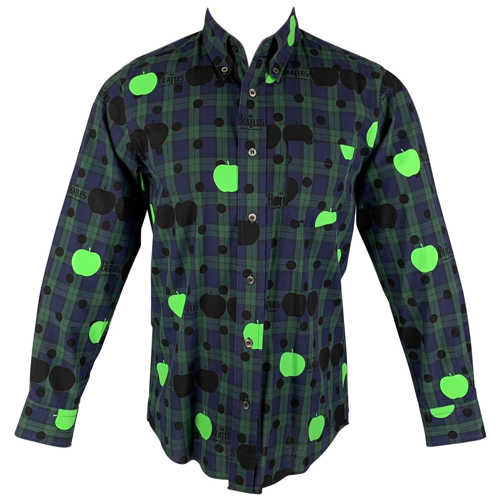 COMME des GARCONS x The Beatles Size M Navy Green Plaid Long Sleeve Shirt