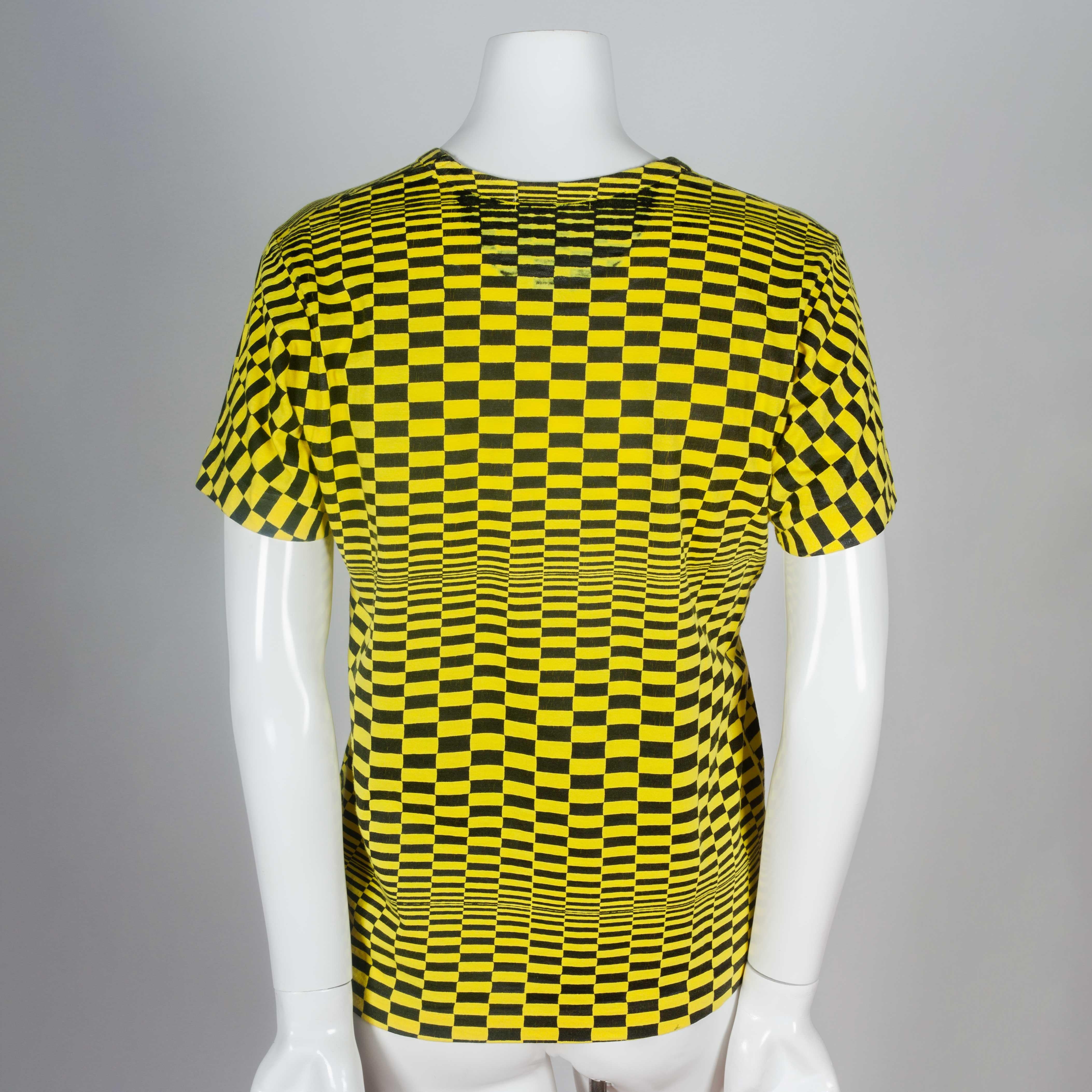 Women's or Men's Comme des Garçons Yellow and Black Checkered T-shirt, 2000