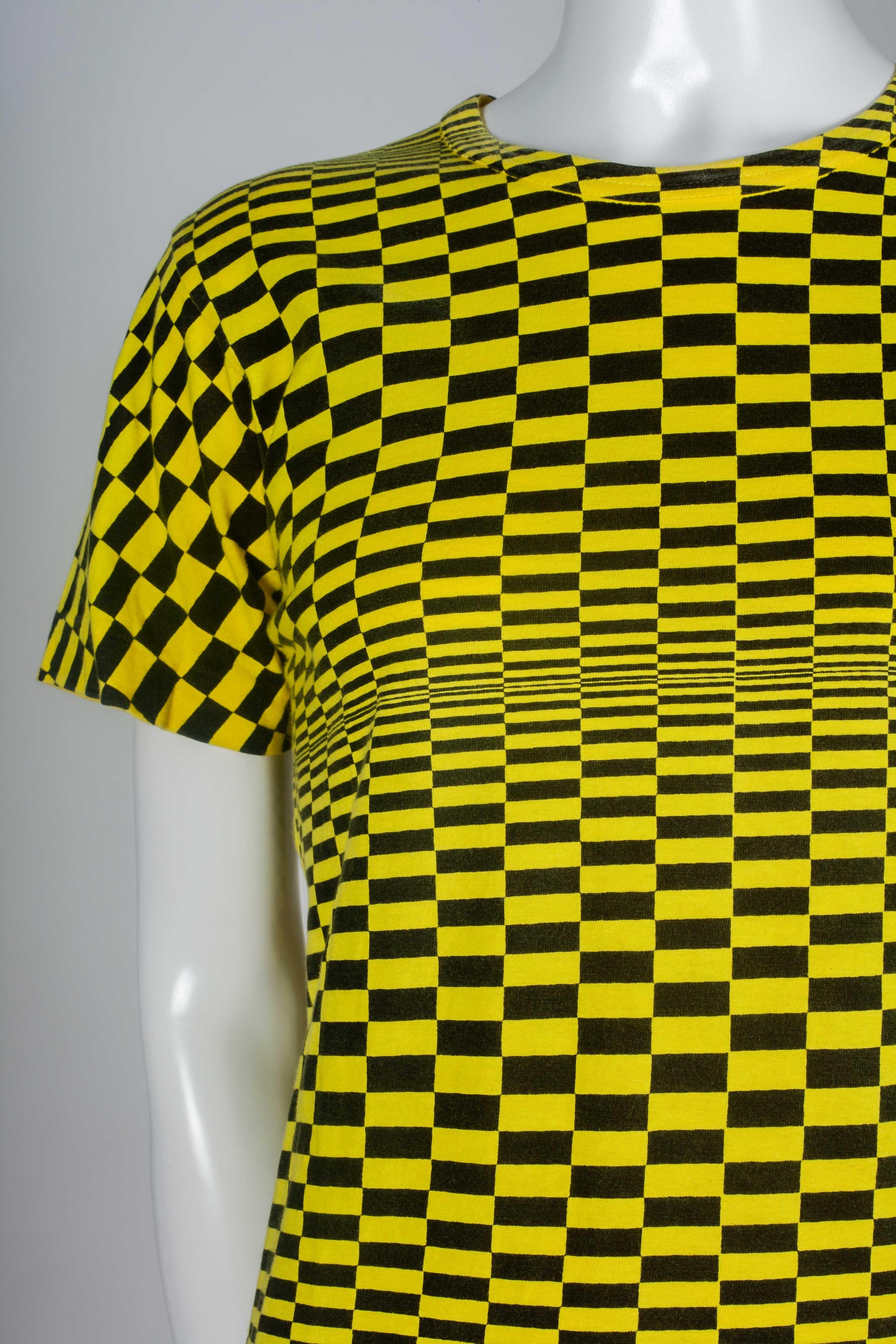 Comme des Garçons Yellow and Black Checkered T-shirt, 2000 1