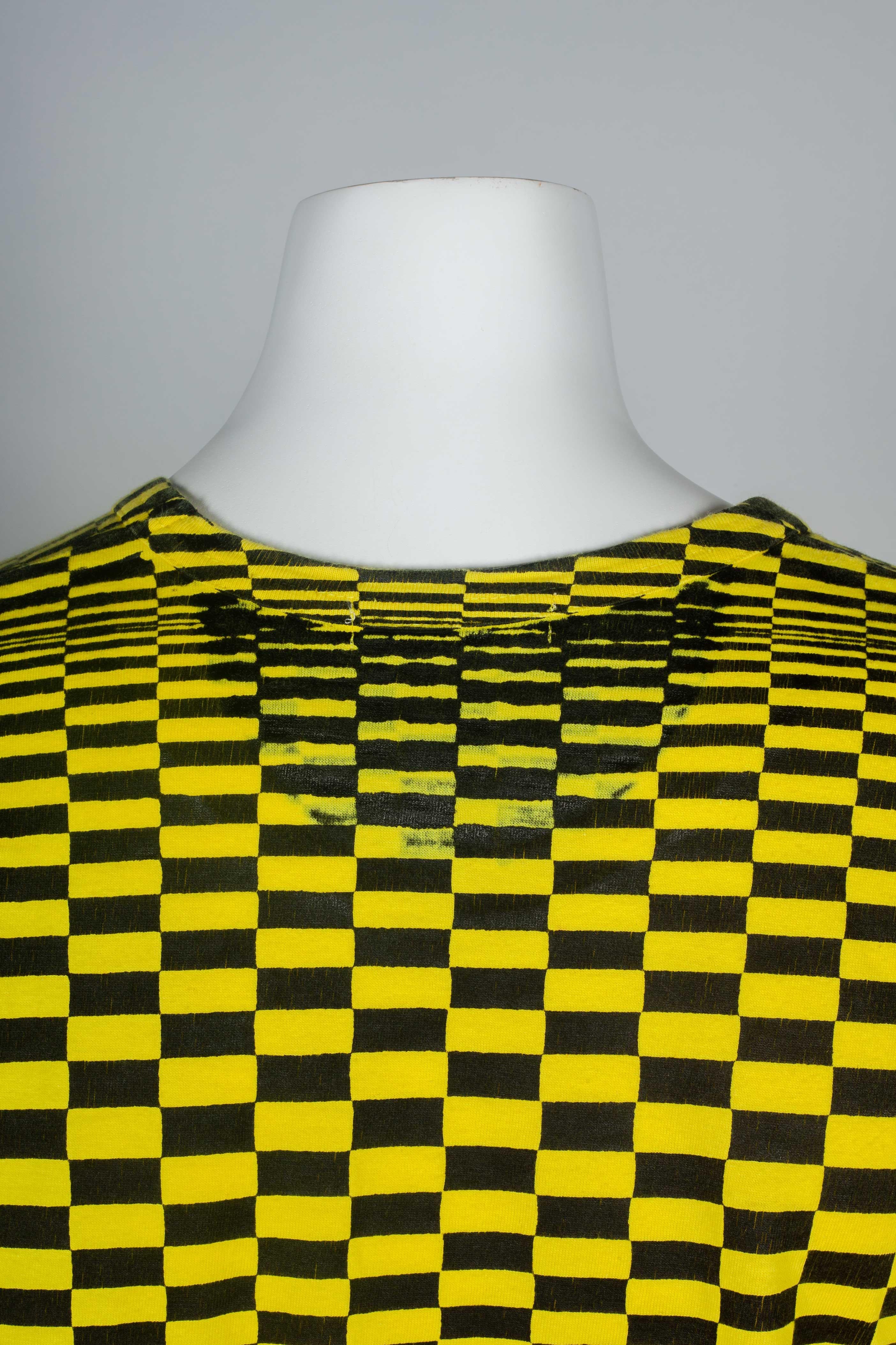 Comme des Garçons Yellow and Black Checkered T-shirt, 2000 3