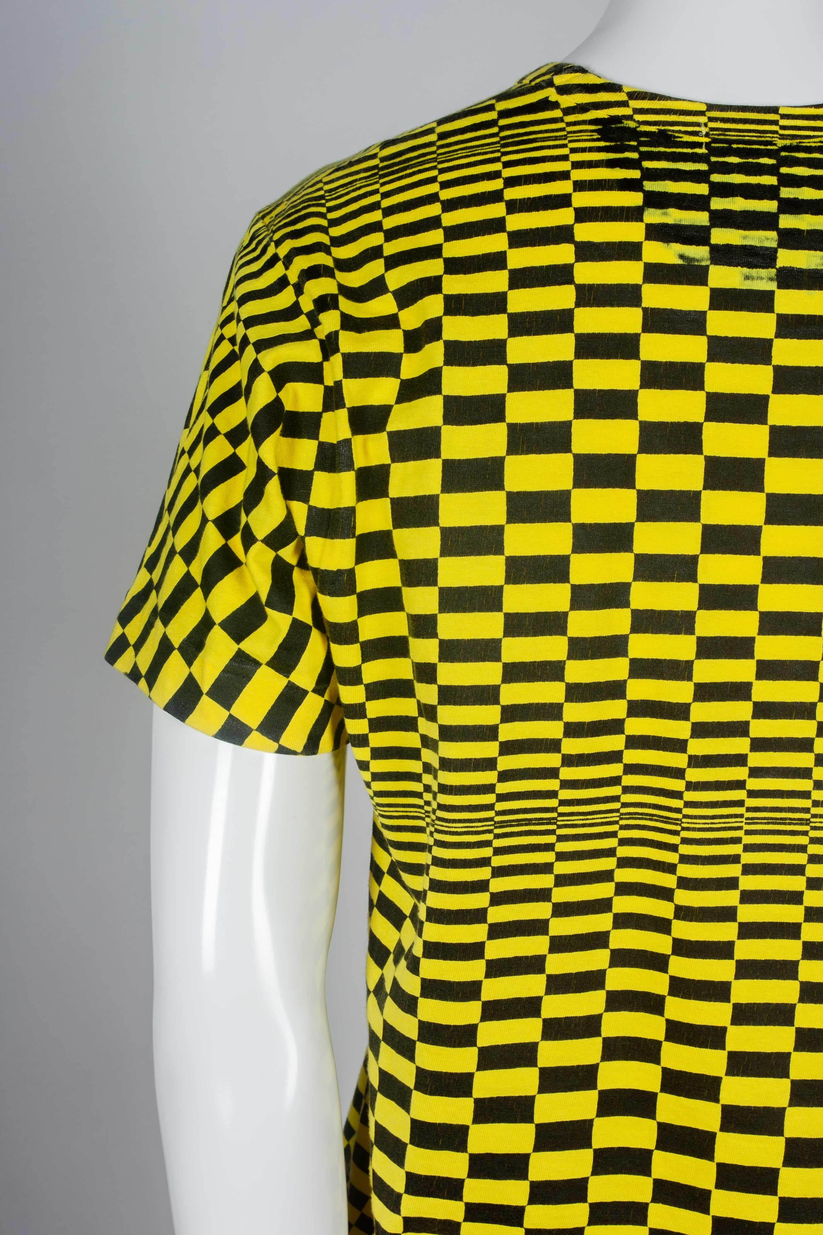 Comme des Garçons Yellow and Black Checkered T-shirt, 2000 4
