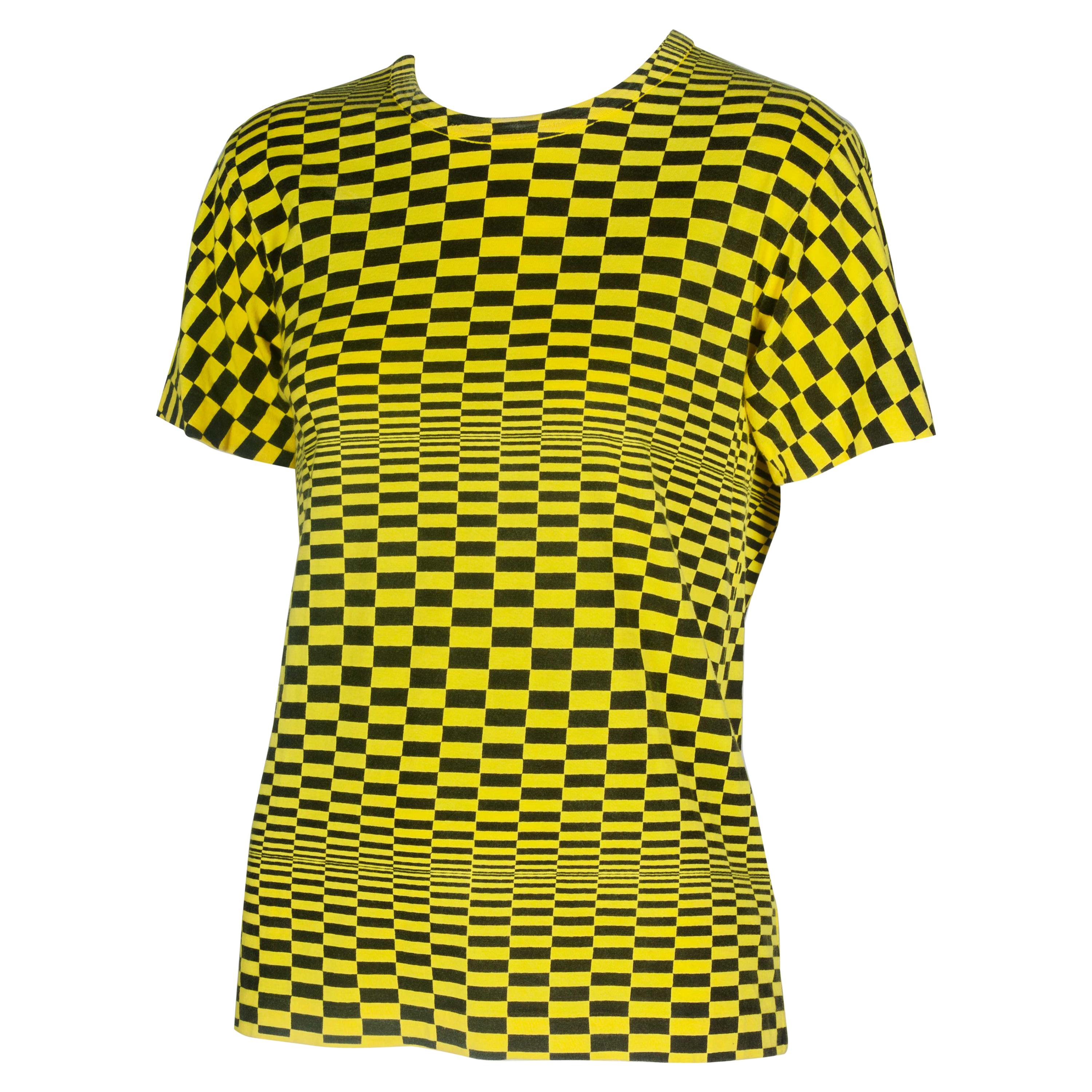 Comme des Garçons Yellow and Black Checkered T-shirt, 2000