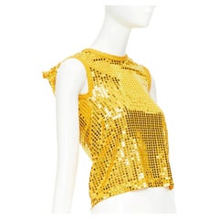 COMME DES GARCONS yellow gold round sequinned deconstructed 3D cut cropped vest