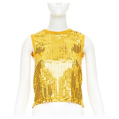 COMME DES GARCONS yellow gold round sequinned deconstructed 3D cut cropped vest