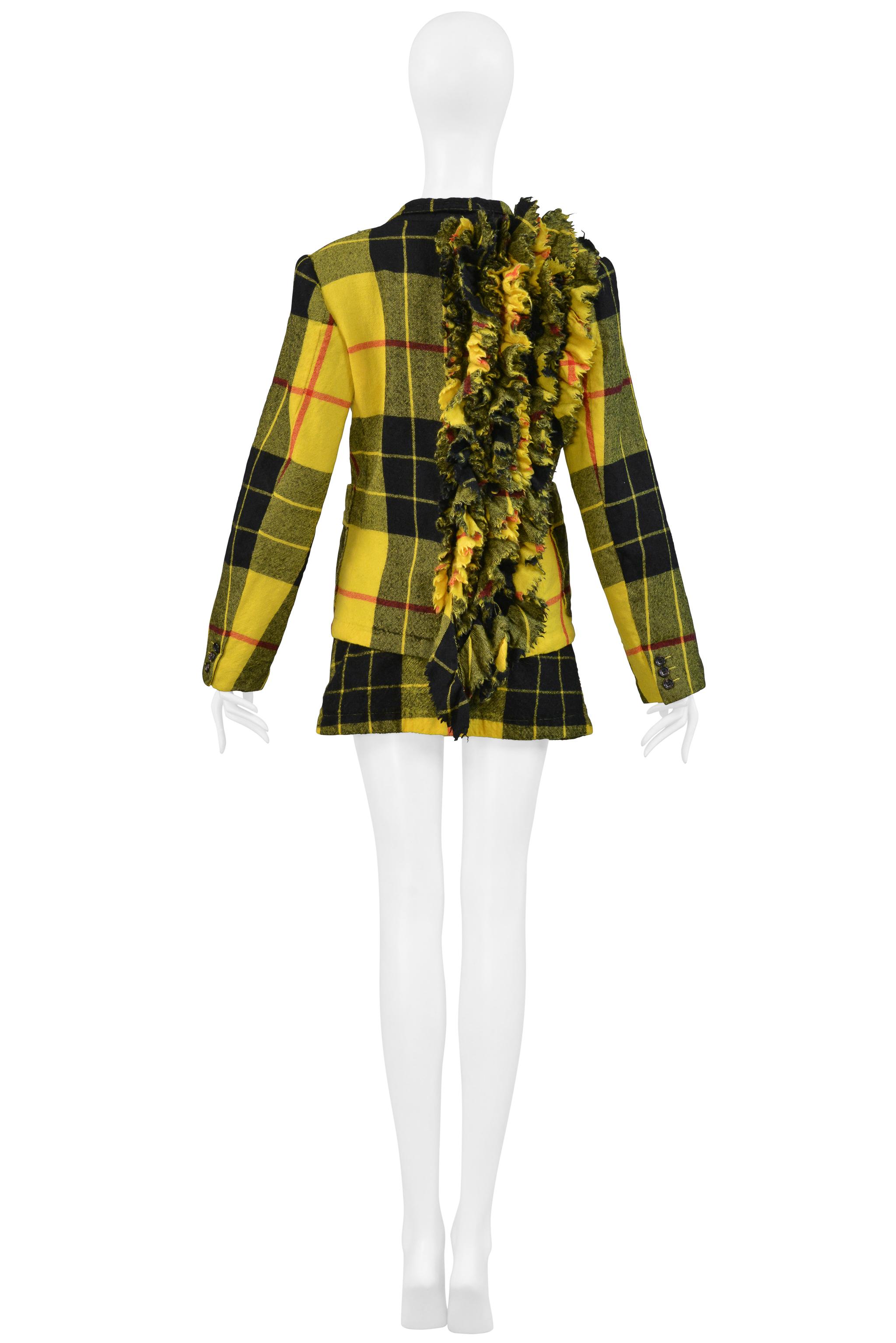 Comme Des Garcons - Completo giacca e gonna con volant in tartan giallo 2000 5