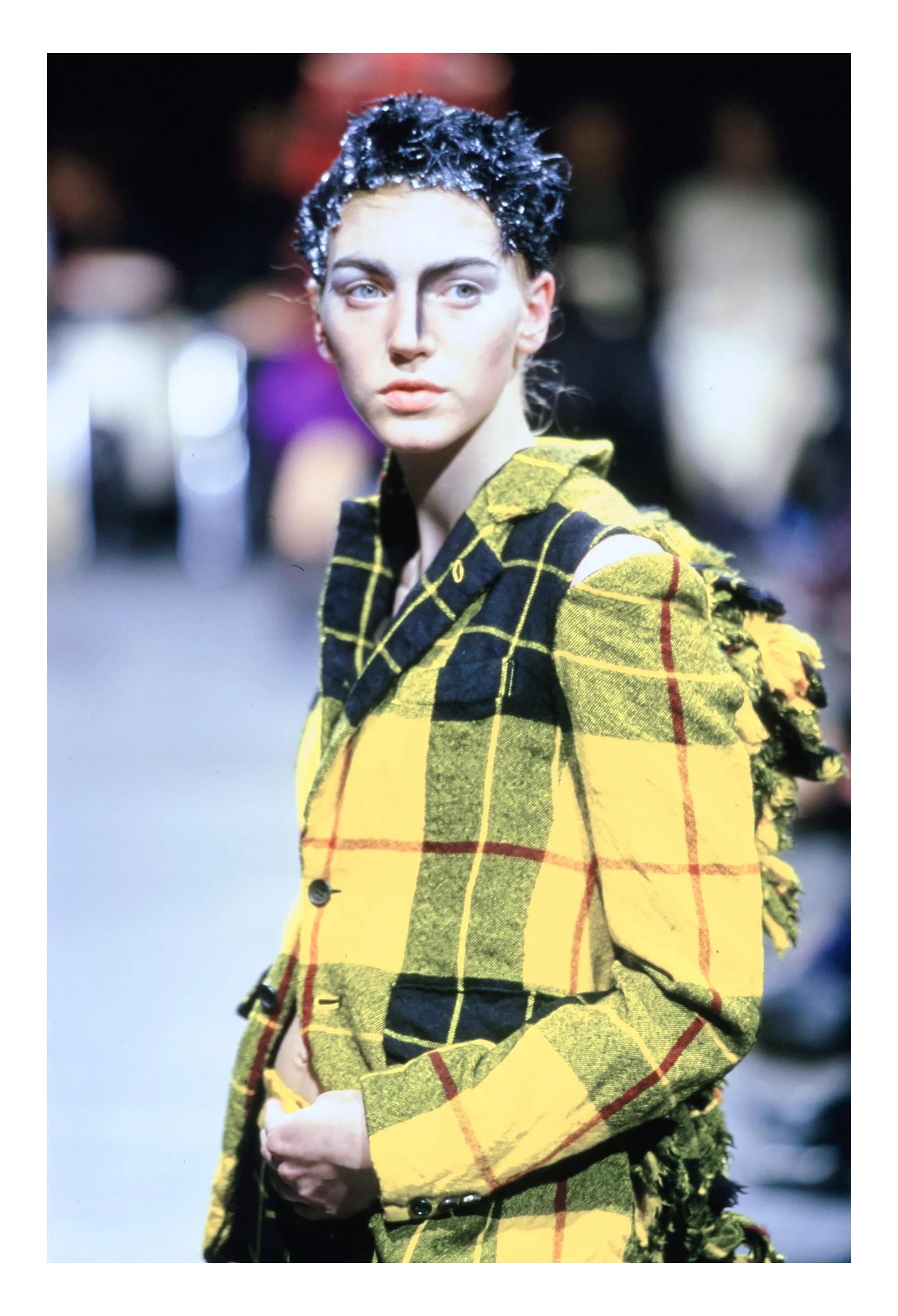 Comme Des Garcons - Completo giacca e gonna con volant in tartan giallo 2000 6