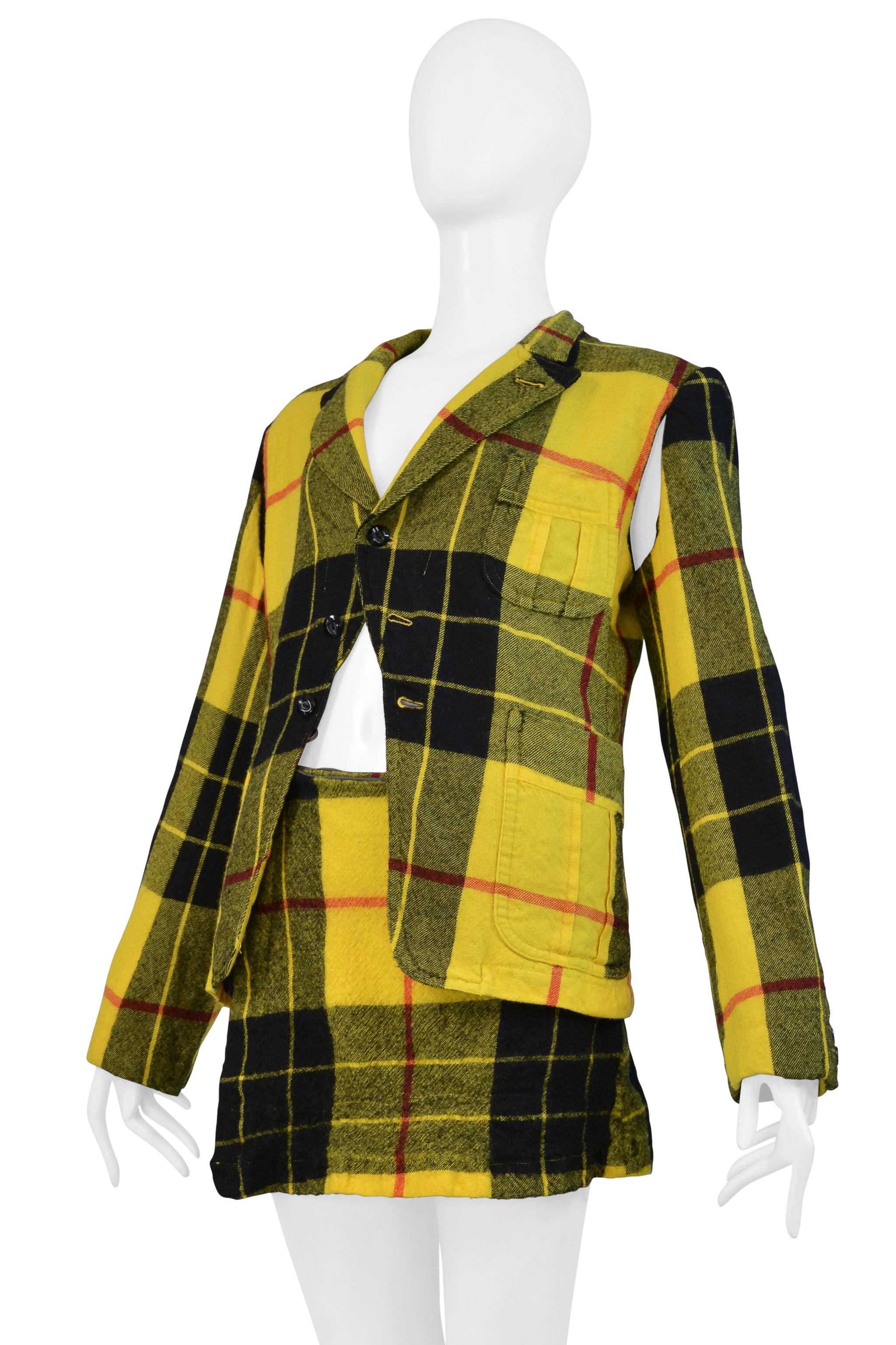 Comme Des Garcons - Completo giacca e gonna con volant in tartan giallo 2000 In condizioni ottime a Los Angeles, CA