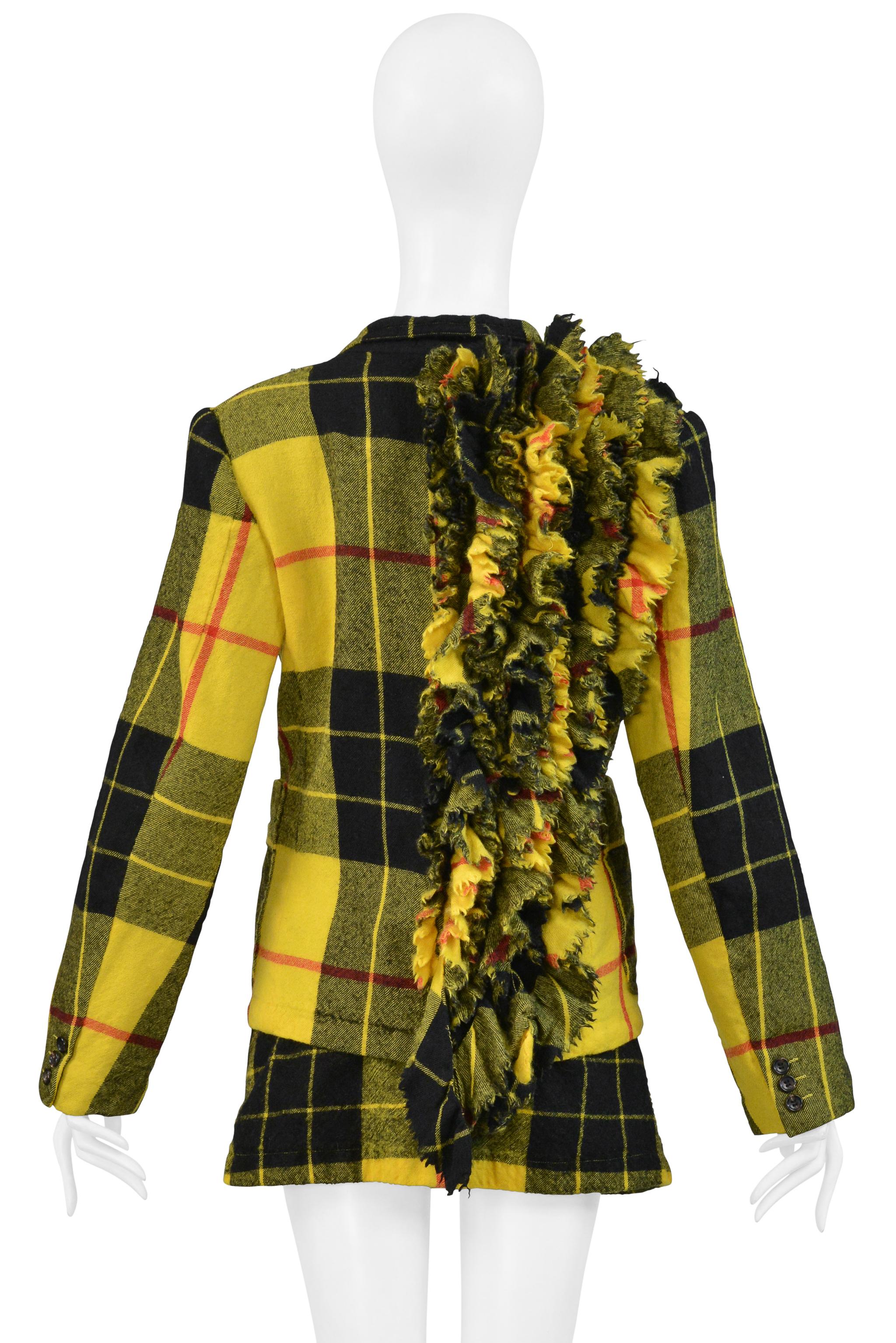 Comme Des Garcons - Completo giacca e gonna con volant in tartan giallo 2000 4