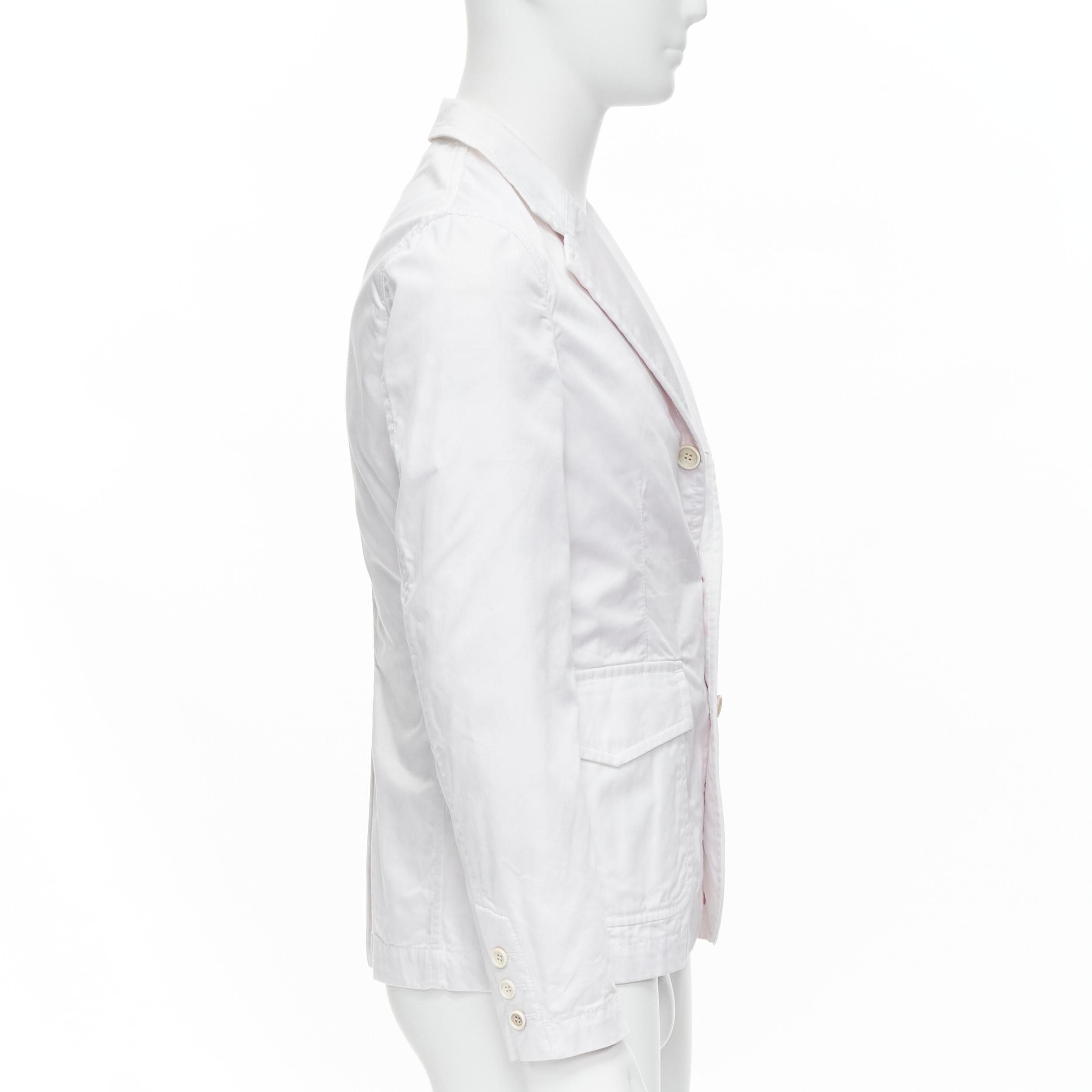 Gray COMME DES GARCONS Yue Minjun 2021 graphic print white cotton cargo jacket XS For Sale