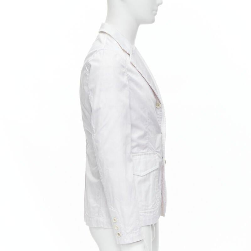 COMME DES GARCONS Yue Minjun 2021 graphic print white cotton cargo jacket XS In Good Condition In Hong Kong, NT