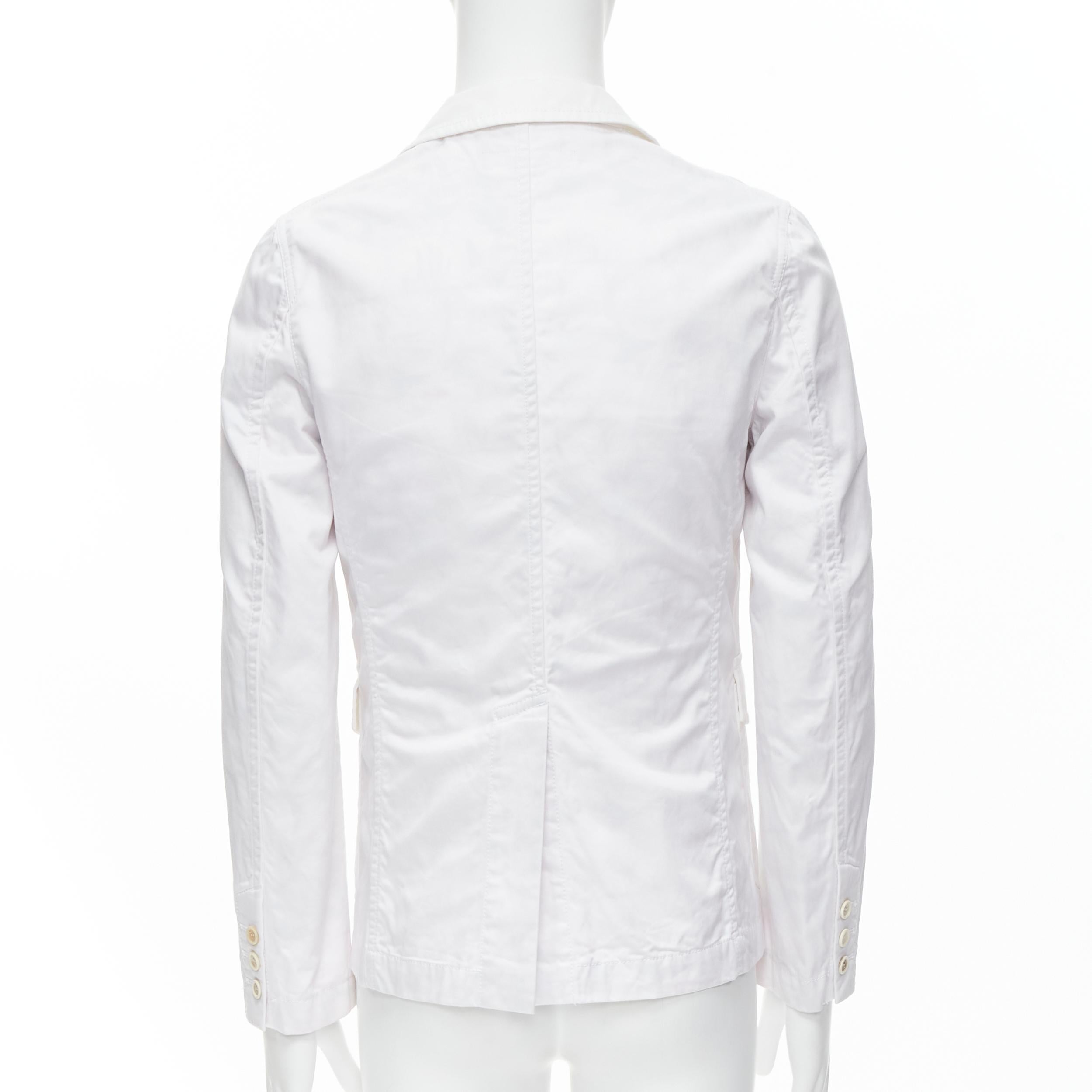 COMME DES GARCONS Yue Minjun 2021 graphic print white cotton cargo jacket XS In Good Condition In Hong Kong, NT