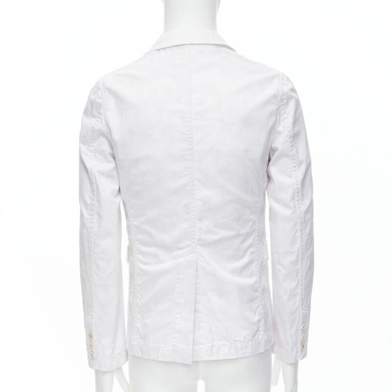 Men's COMME DES GARCONS Yue Minjun 2021 graphic print white cotton cargo jacket XS