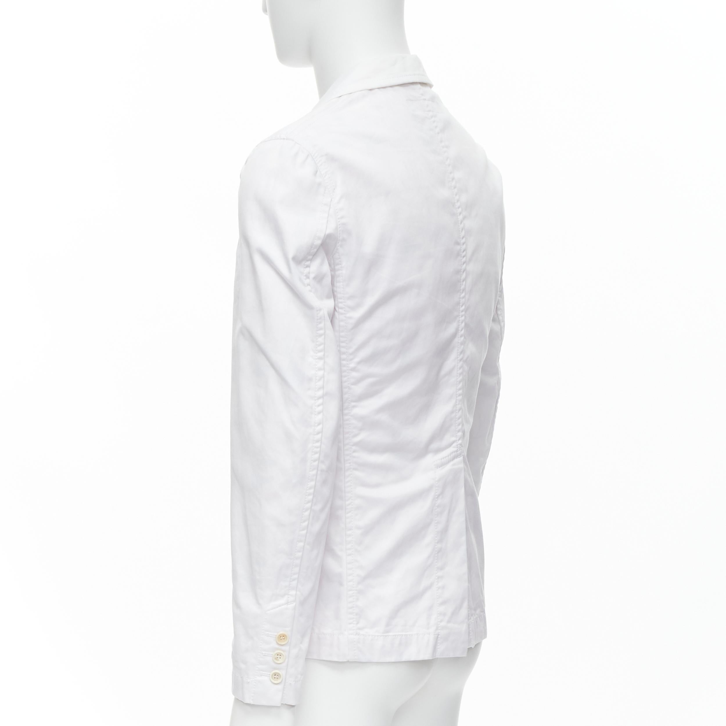 Men's COMME DES GARCONS Yue Minjun 2021 graphic print white cotton cargo jacket XS