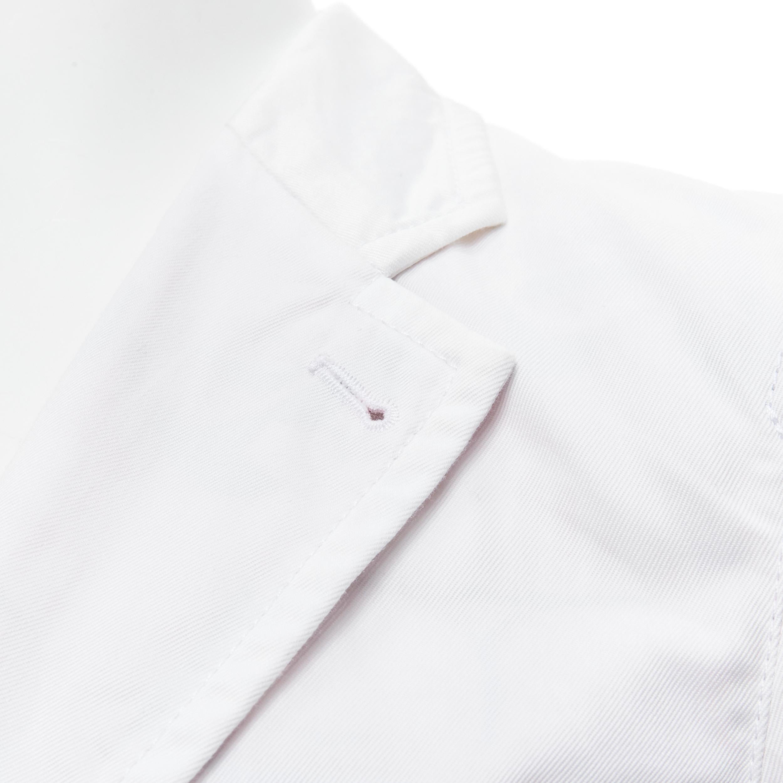 COMME DES GARCONS Yue Minjun 2021 graphic print white cotton cargo jacket XS For Sale 2