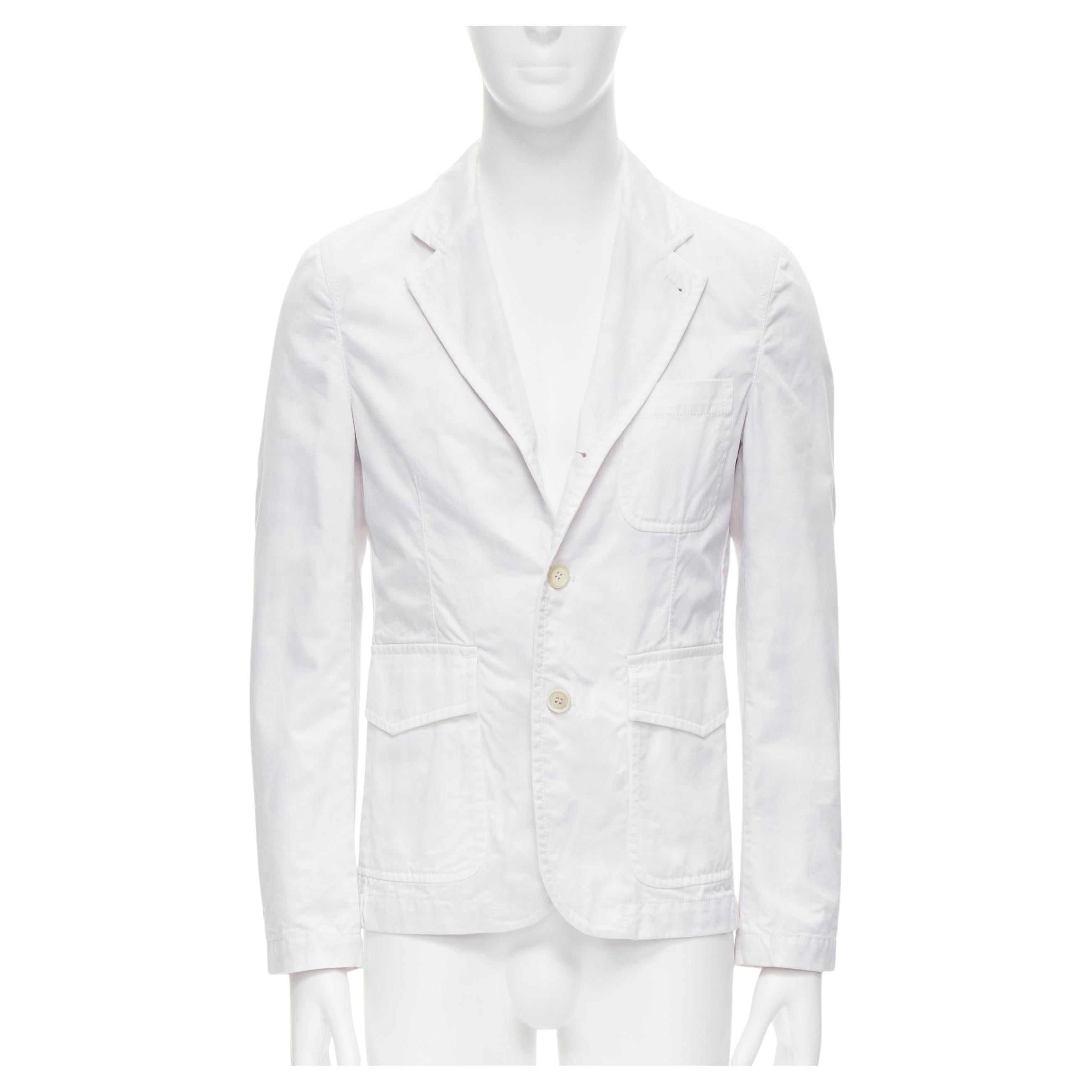 COMME DES GARCONS Yue Minjun 2021 graphic print white cotton cargo jacket XS For Sale