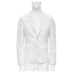 COMME DES GARCONS Yue Minjun 2021 graphic print white cotton cargo jacket XS