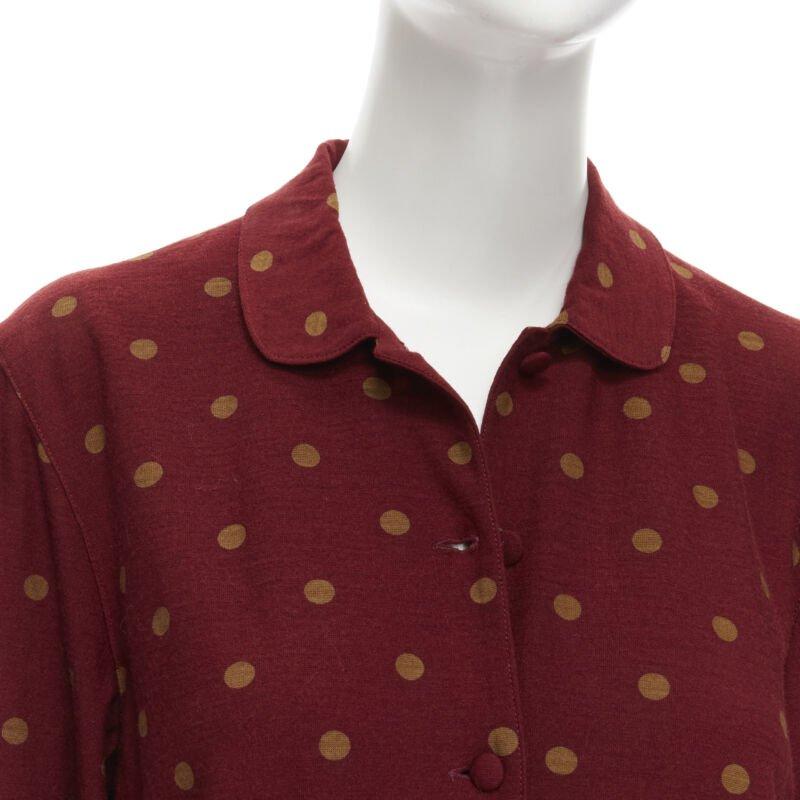 COMME DSE GARCONS 1980's Vintage red polka babydoll skirt down set S
Reference: CRTI/A00581
Brand: Comme Des Garcons
Designer: Rei Kawakubo
Collection: 1980s
Material: Cotton
Color: Red, Yellow
Pattern: Polka Dot
Closure: Button
Extra Details: