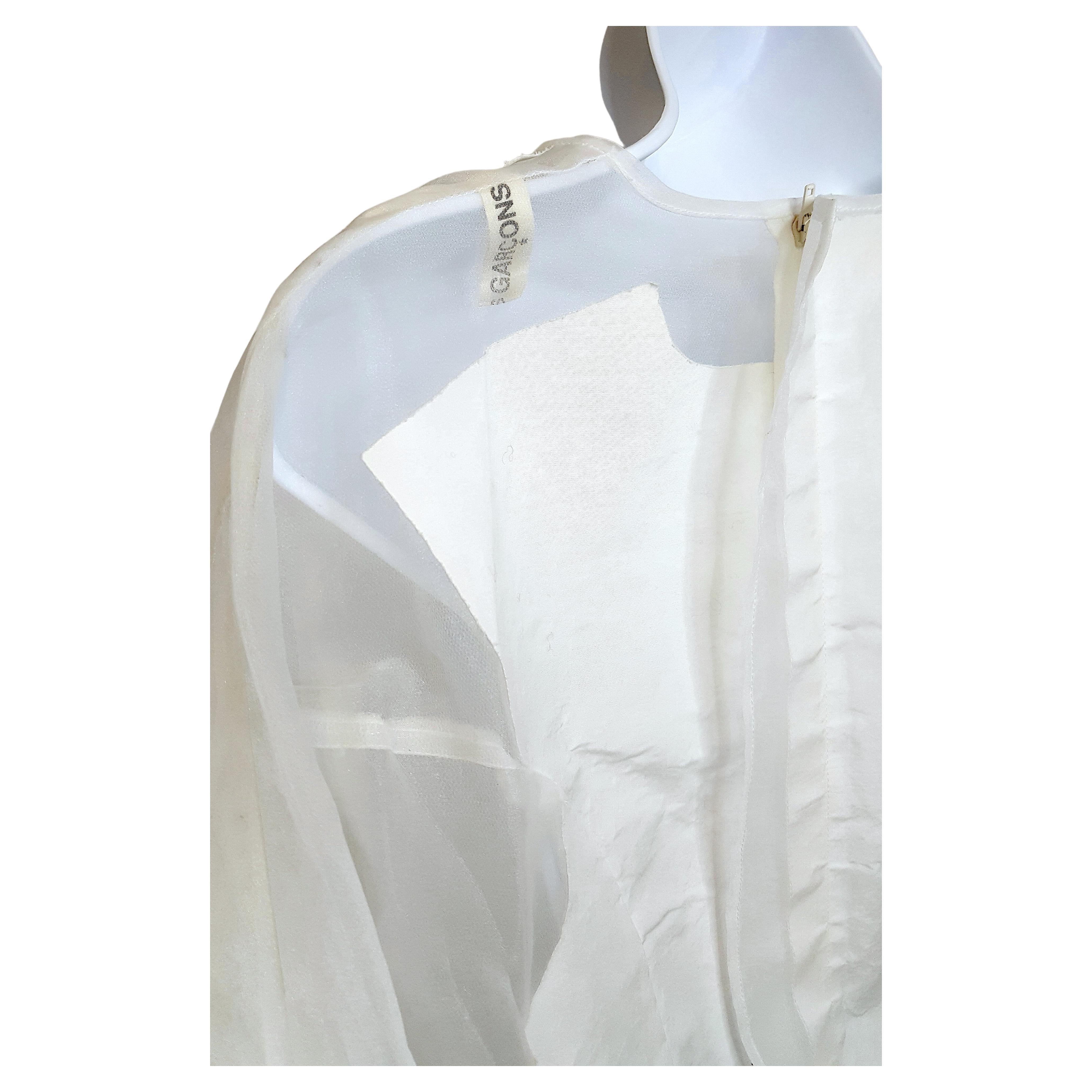 CommeDesGarcons 1997 AdultPunk Transparent EcruOrganza WhiteSilk Blouse Jacket  For Sale 6