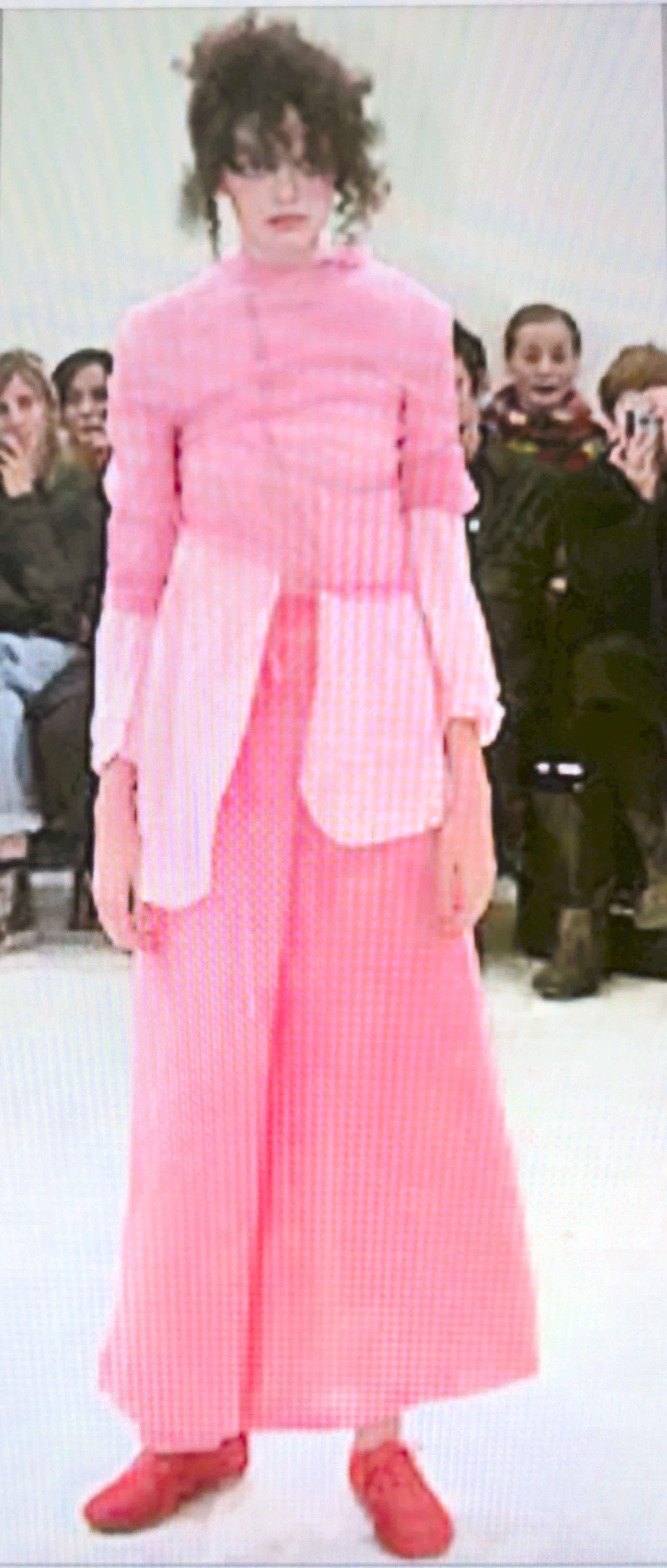 CommeDesGarcons 1999 RunwayLook12 BiasCut TranslucentSatin SalmonPink Maxi Dress For Sale 5