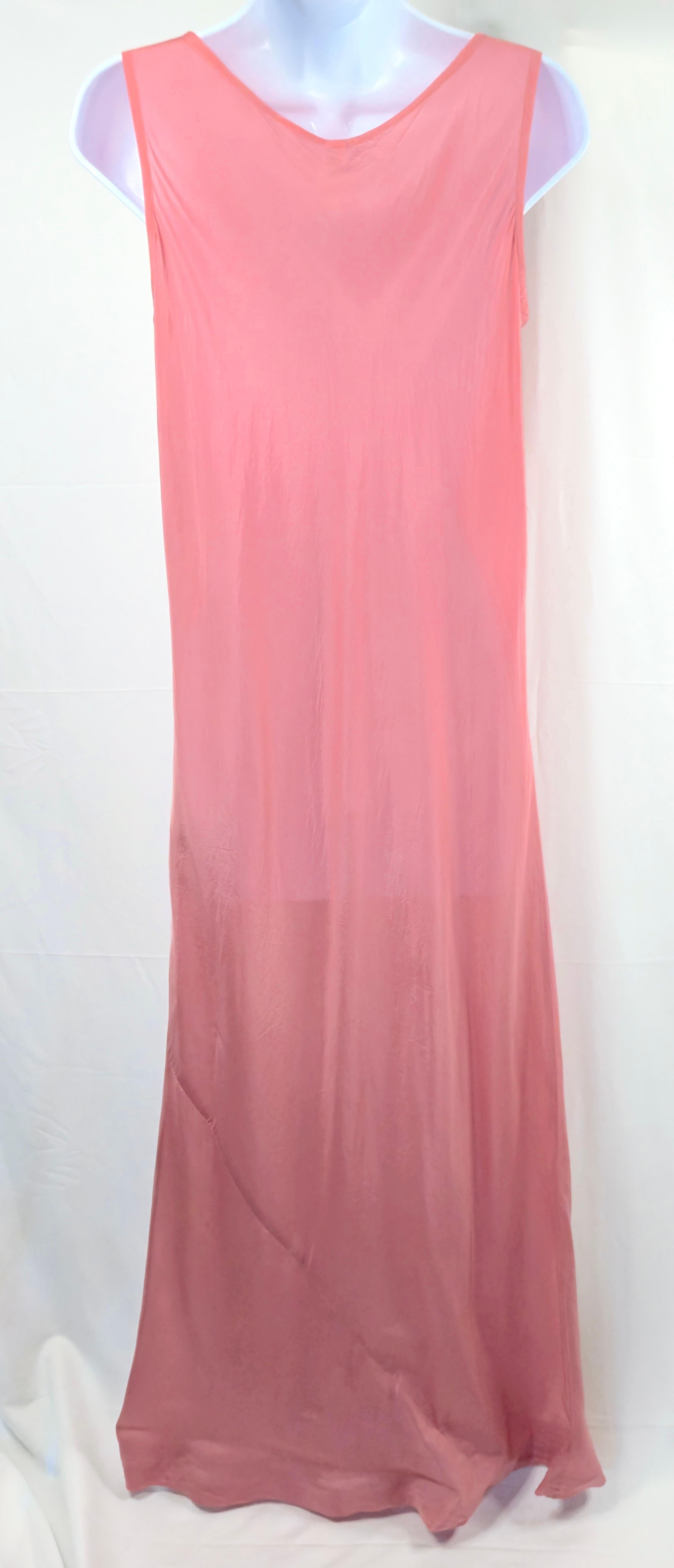 CommeDesGarcons 1999 RunwayLook12 BiasCut TranslucentSatin SalmonPink Maxi Dress For Sale 2