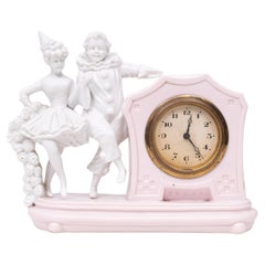 Antique COMMEDIA DELL'ARTE  Capodimonte  Table Clock  1900