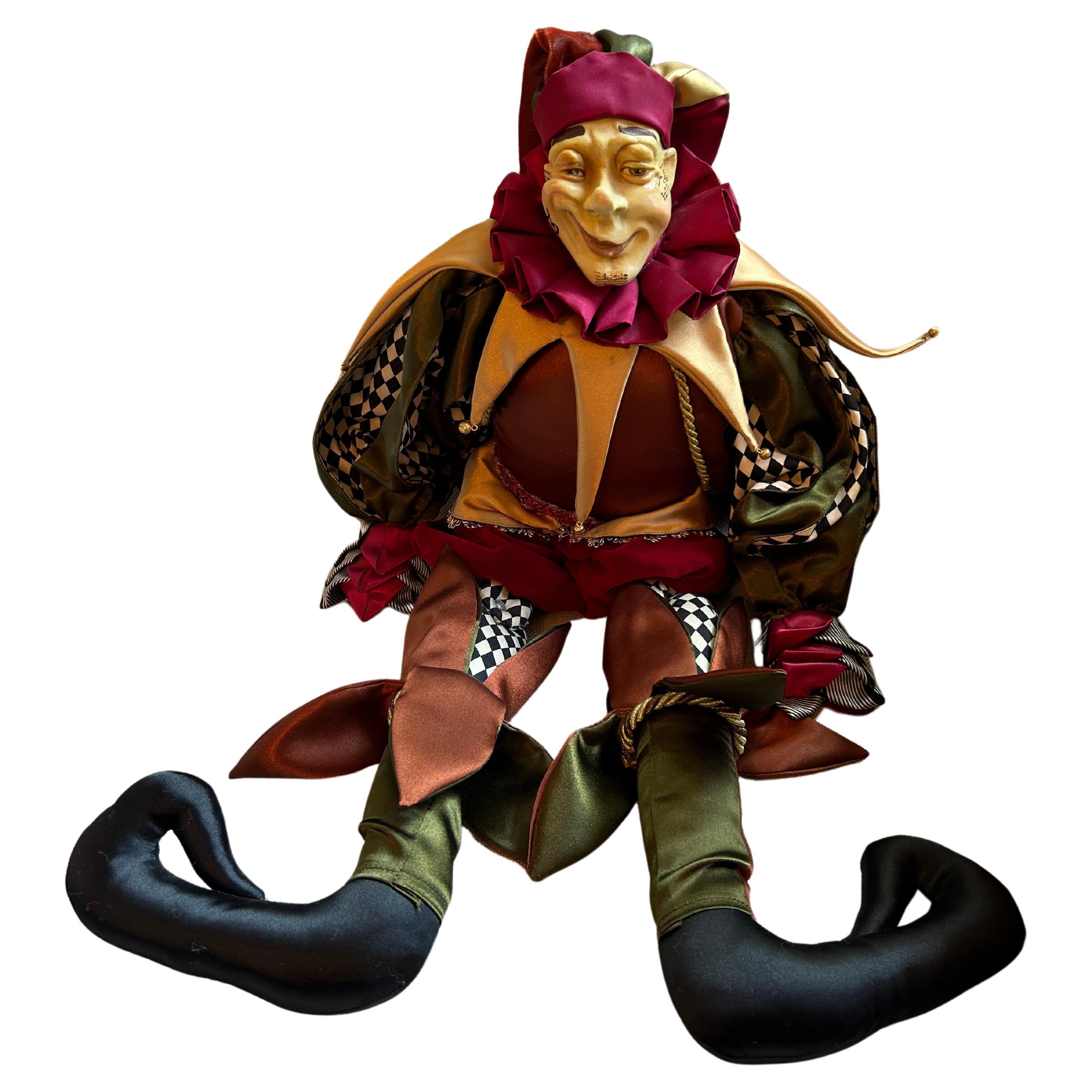 Harlekin-Puppe, Seide und Papier Mache, Italien, Commedia Dell'arte